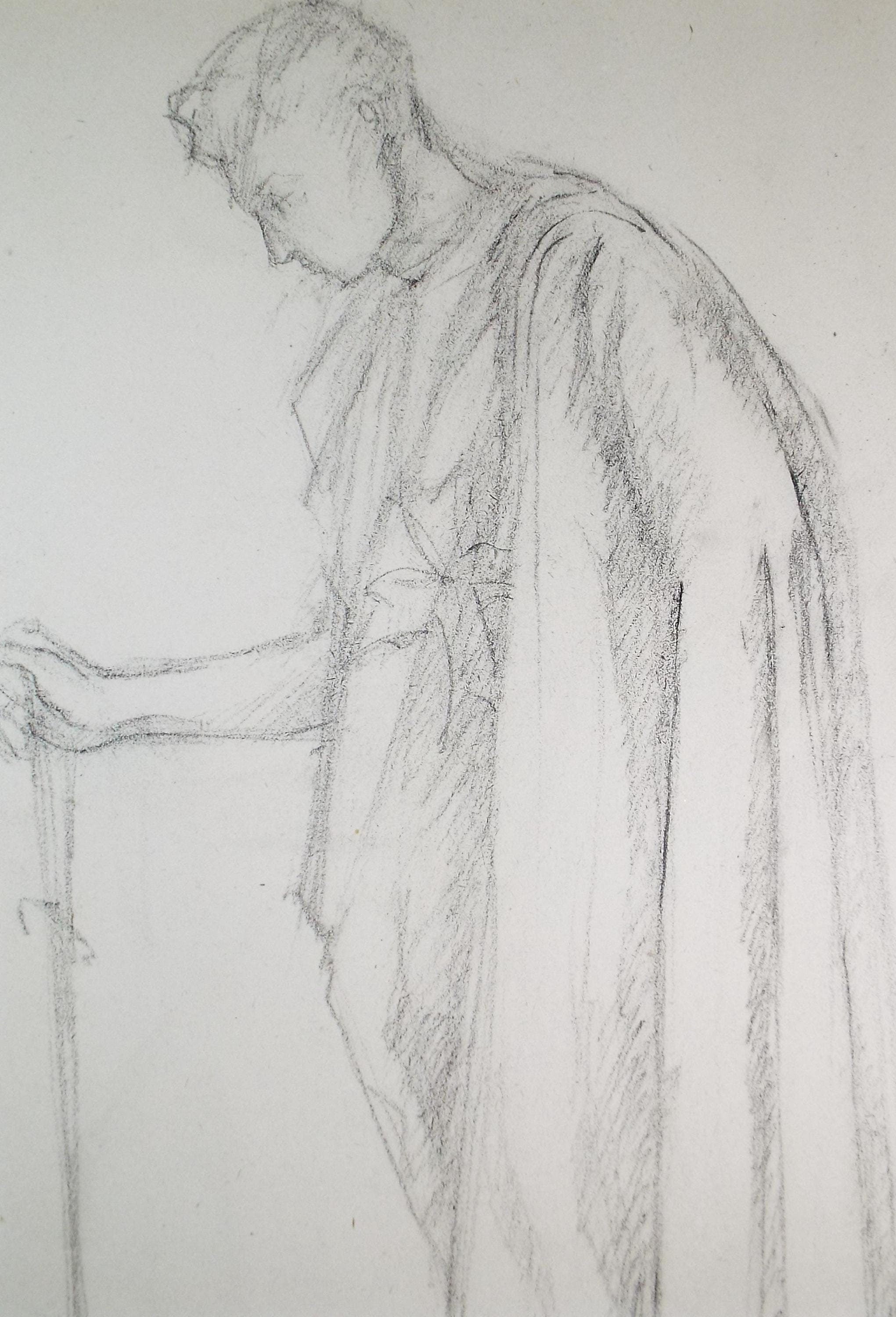 Pencil drawing 'Robed Figure', c1950s, C.D. Finley