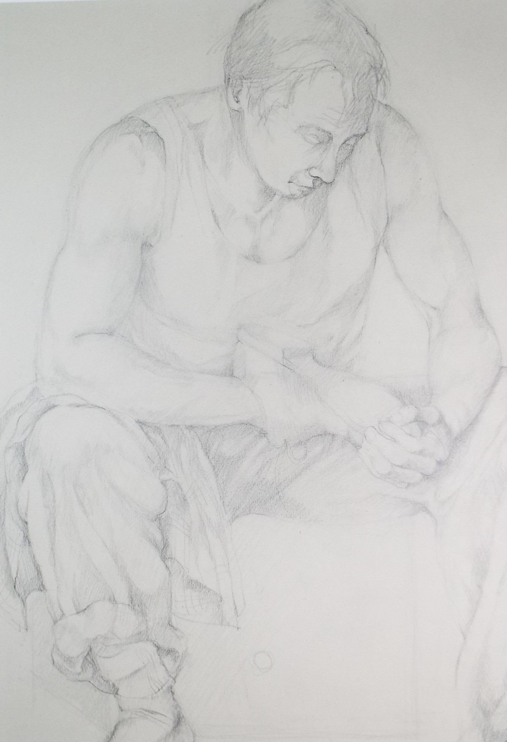 Pencil drawing 'Hole in my shoe', c1950s, C.D. Finley