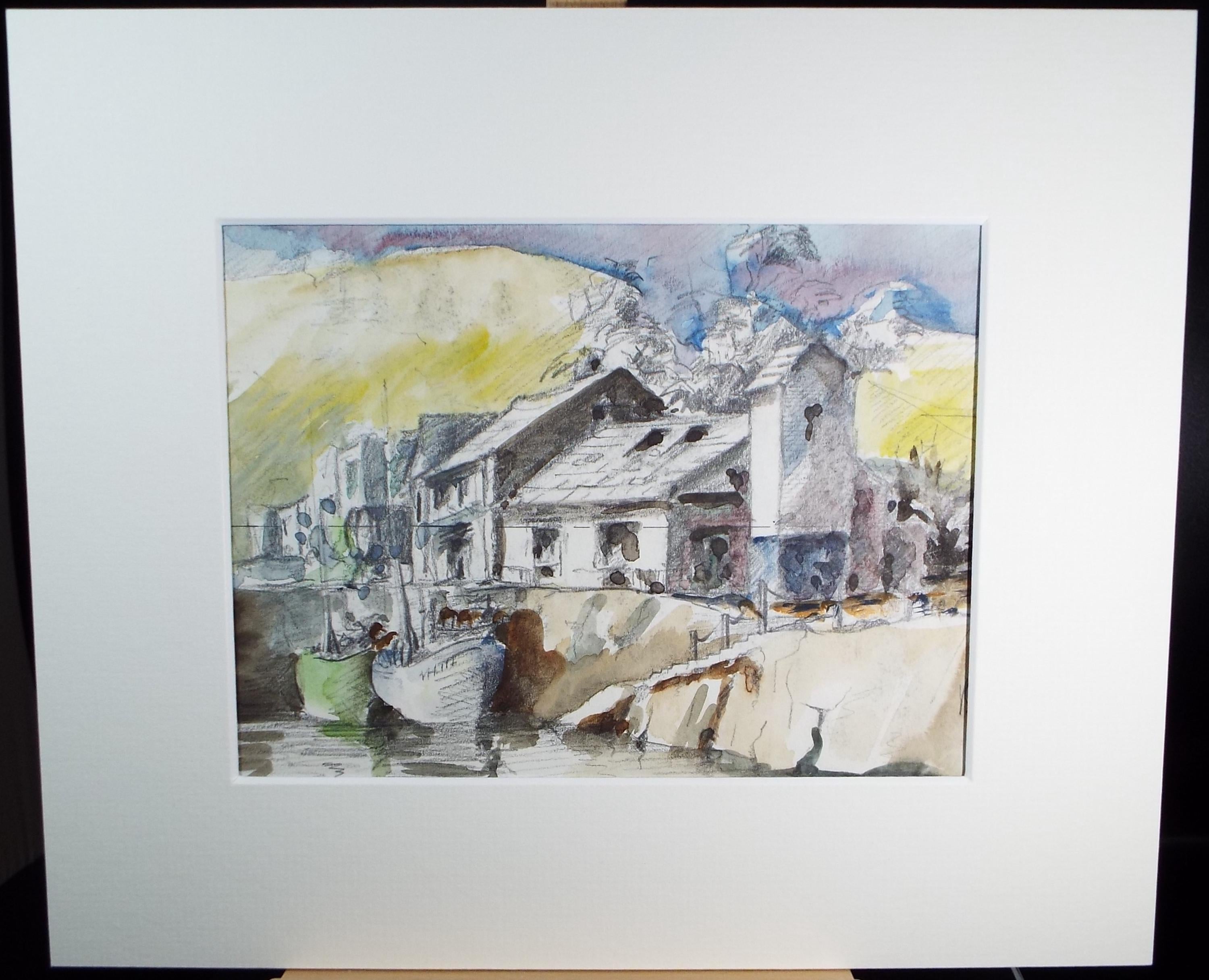 Original Watercolour & Pencil, 'Bangor, North Wales', Artist Unknown, dated 1976