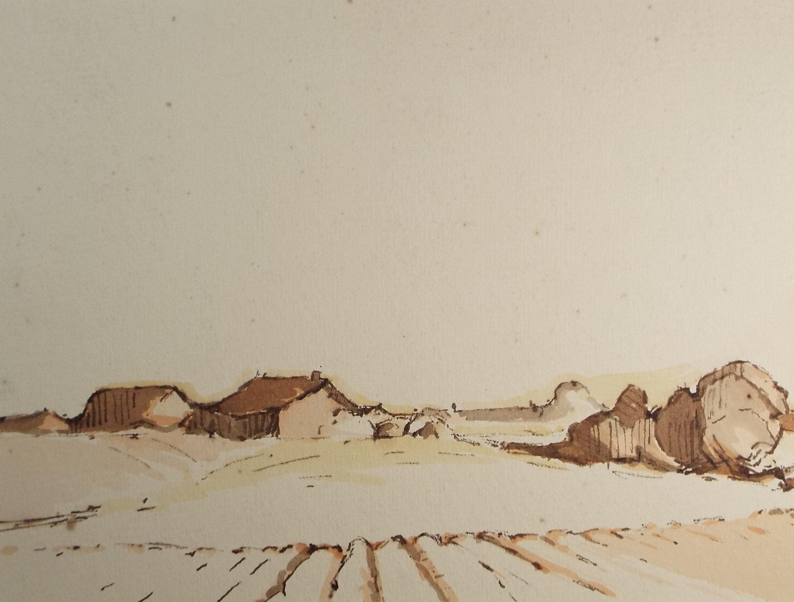 Original Watercolour 'Farmstead', 1978, Mariota Bosanquet 1923 -2022