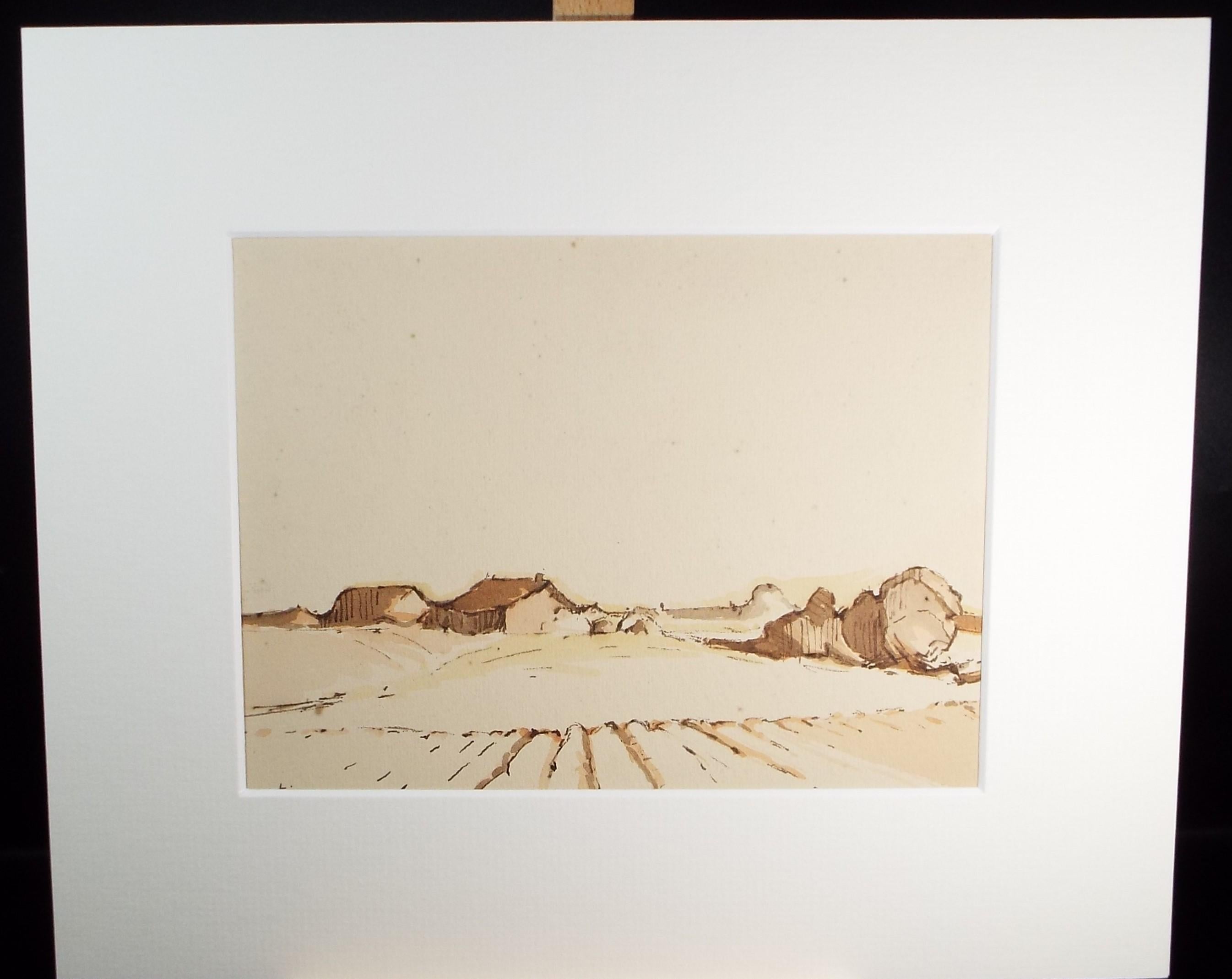 Original Watercolour 'Farmstead', 1978, Mariota Bosanquet 1923 -2022