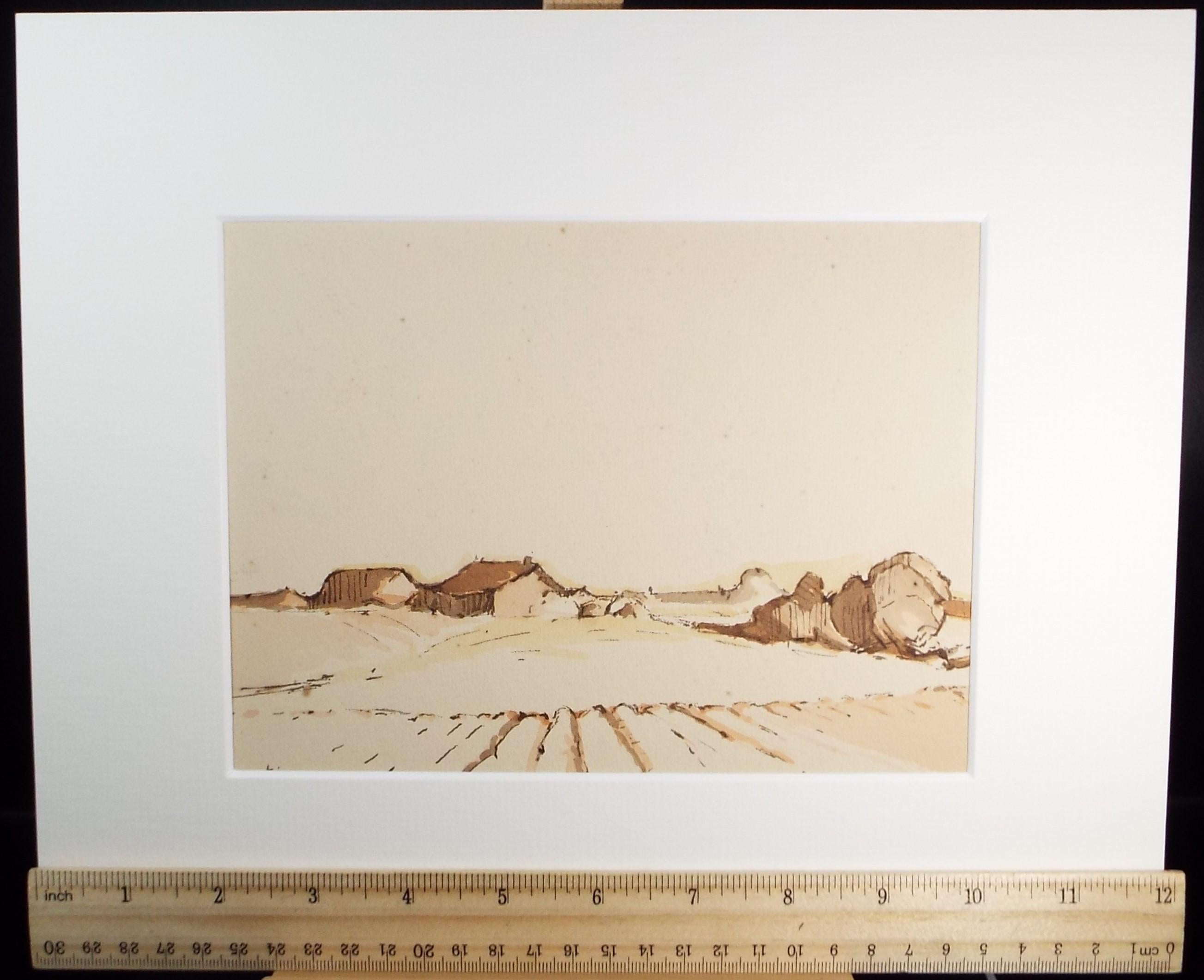 Original Watercolour 'Farmstead', 1978, Mariota Bosanquet 1923 -2022