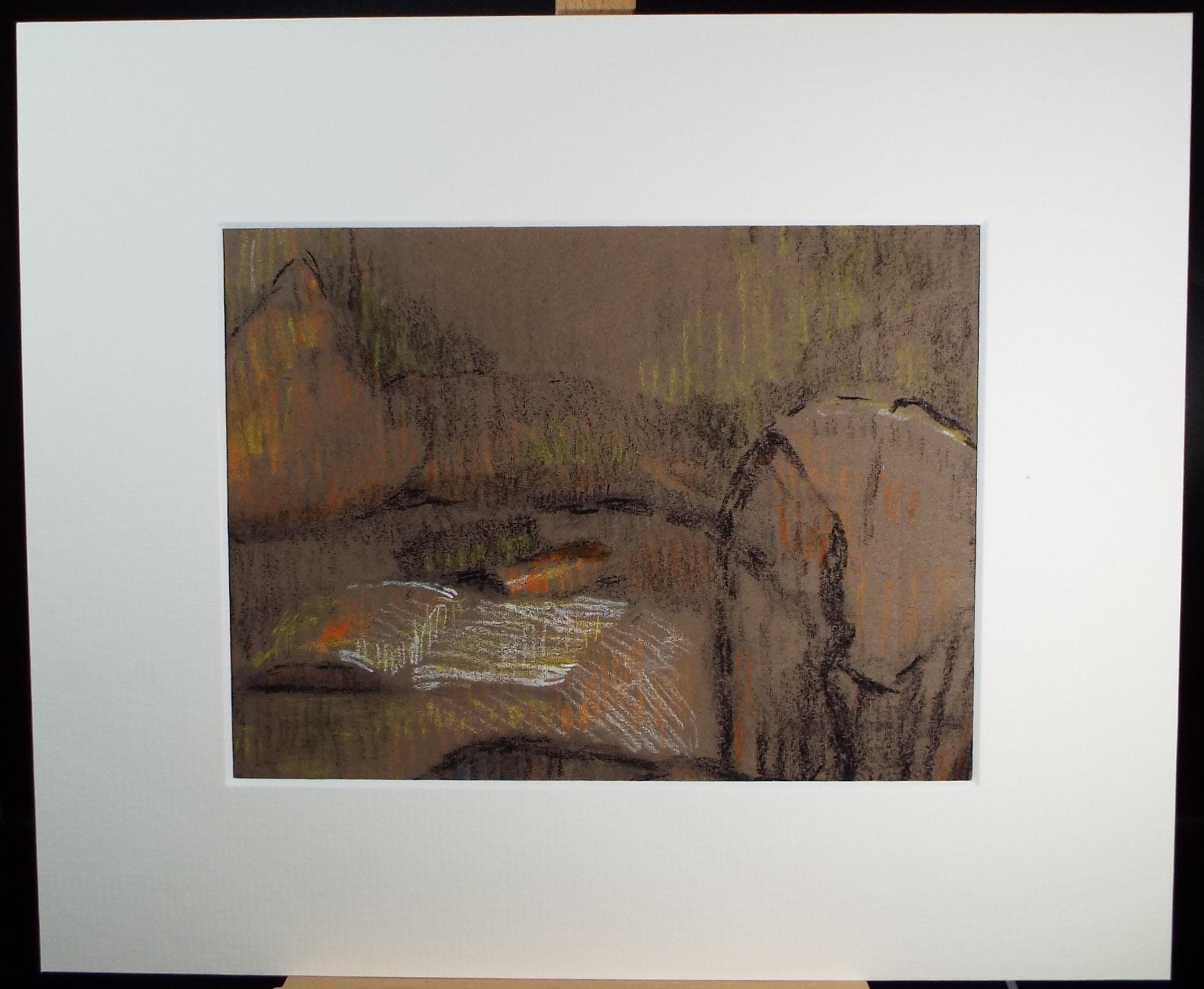 Original pastel 'Landscape Study', 1990's, Mariota Bosanquet 1923 -2022
