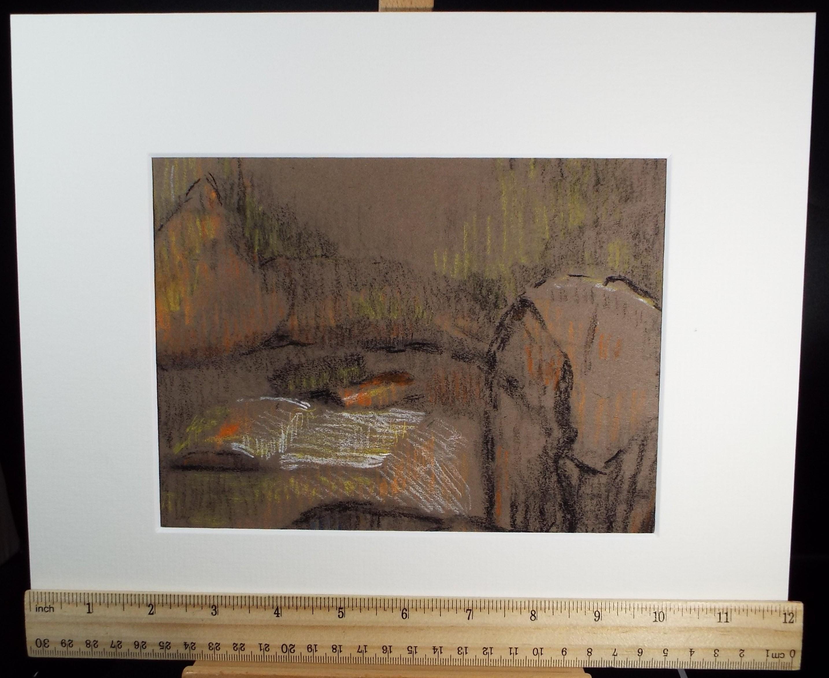 Original pastel 'Landscape Study', 1990's, Mariota Bosanquet 1923 -2022