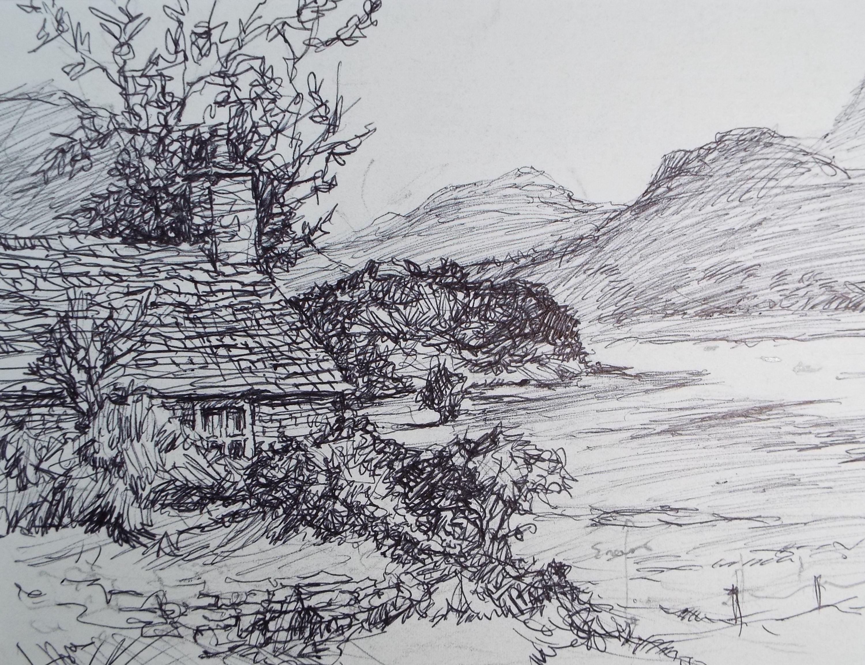 Original Pen & ink, 'Mawddach Estuary', 1973, R A Andrew-Jones