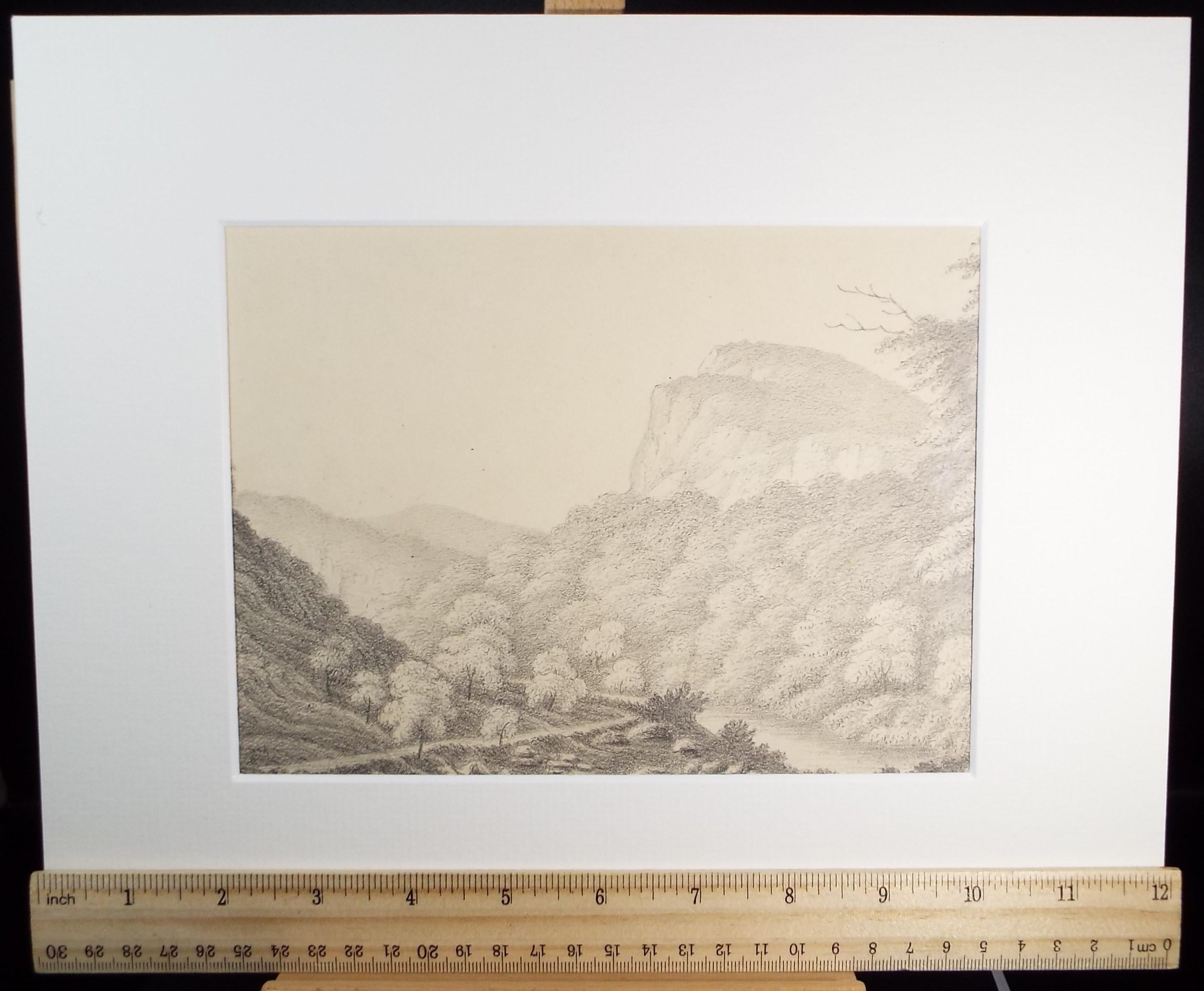 Original Pencil Drawing,'High-Tor, Matlock', Dated 1818, artist unknown