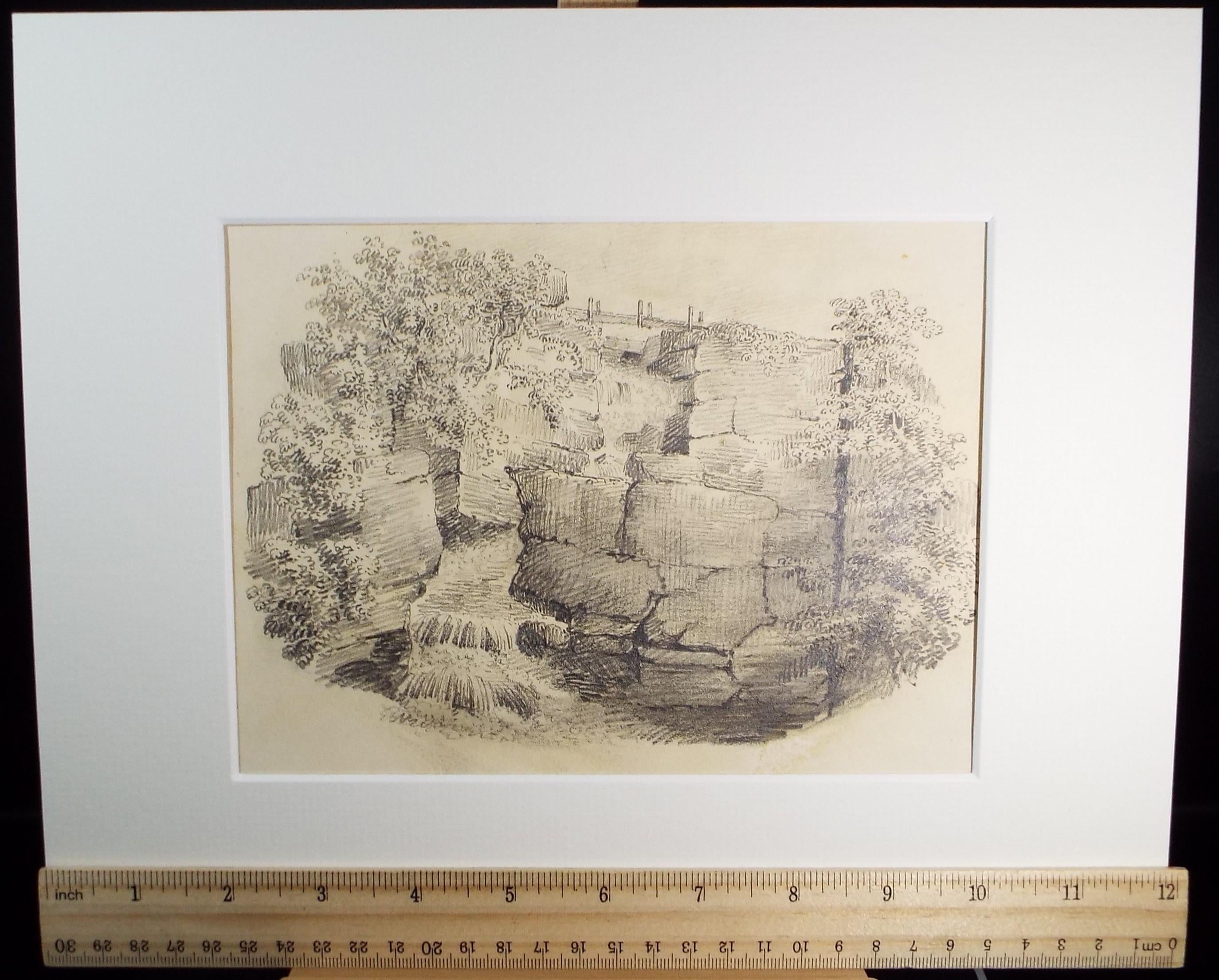 Original Pencil Drawing,'Bracklinn Falls', Early 19th Century, artist unknown