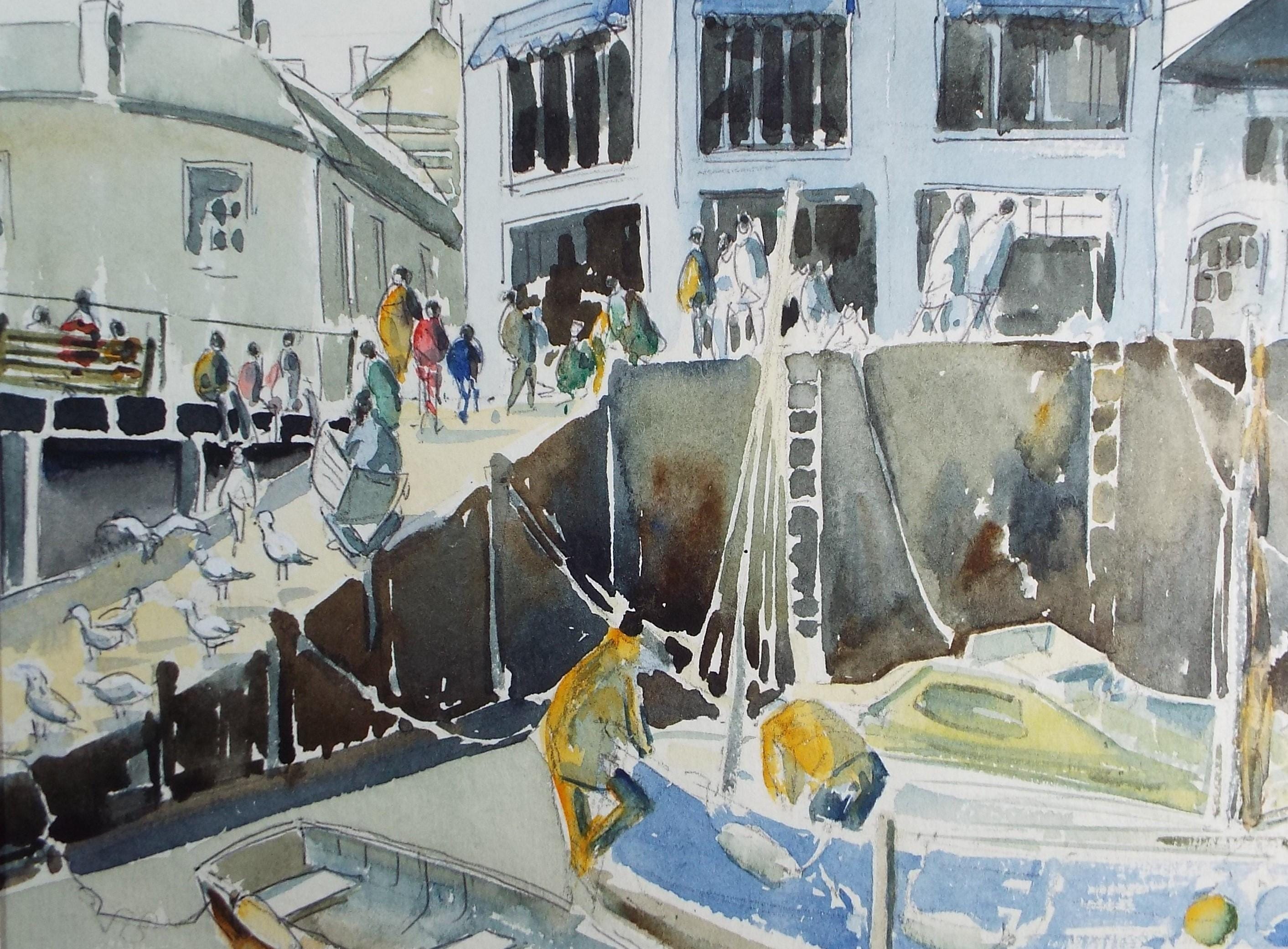Original Watercolour, 'Padstow', June Bevan, c1990's