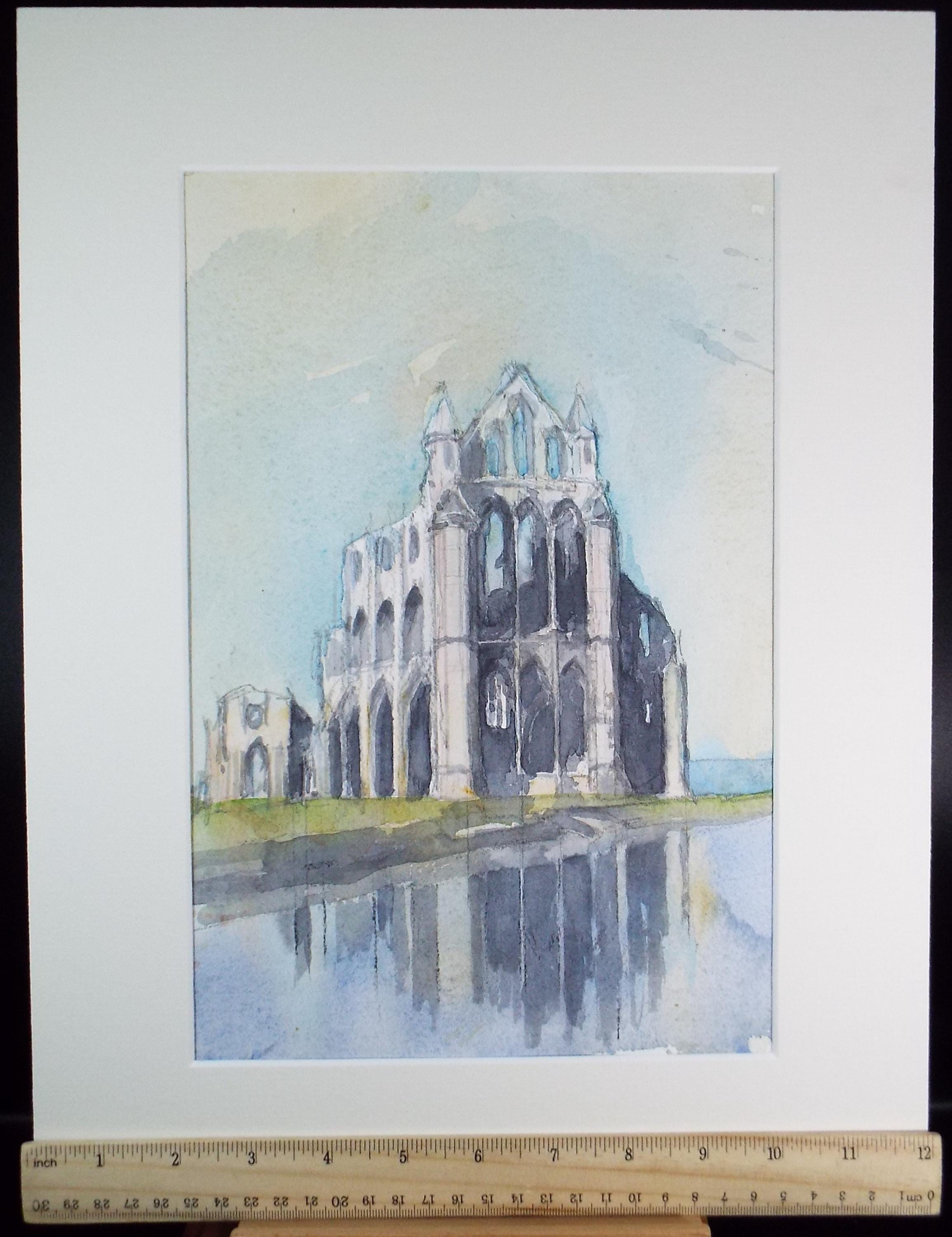 Original Watercolour drawing , 'Abbey Ruins', John Hambleton Holdcroft (1926-2014), Circa 1970's