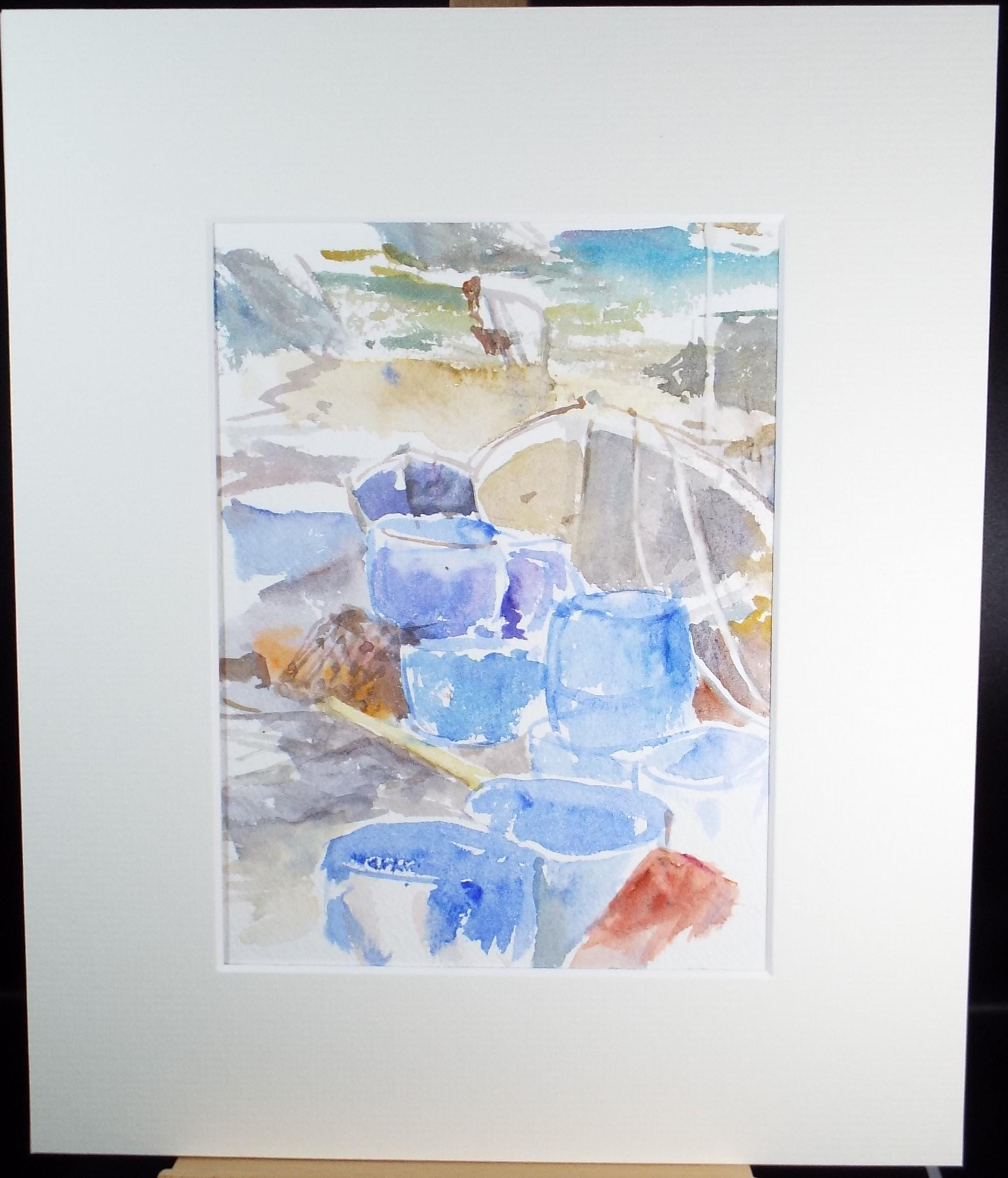 Original Ink & watercolour, 'Slipway', 1999, Michael Stone b1922