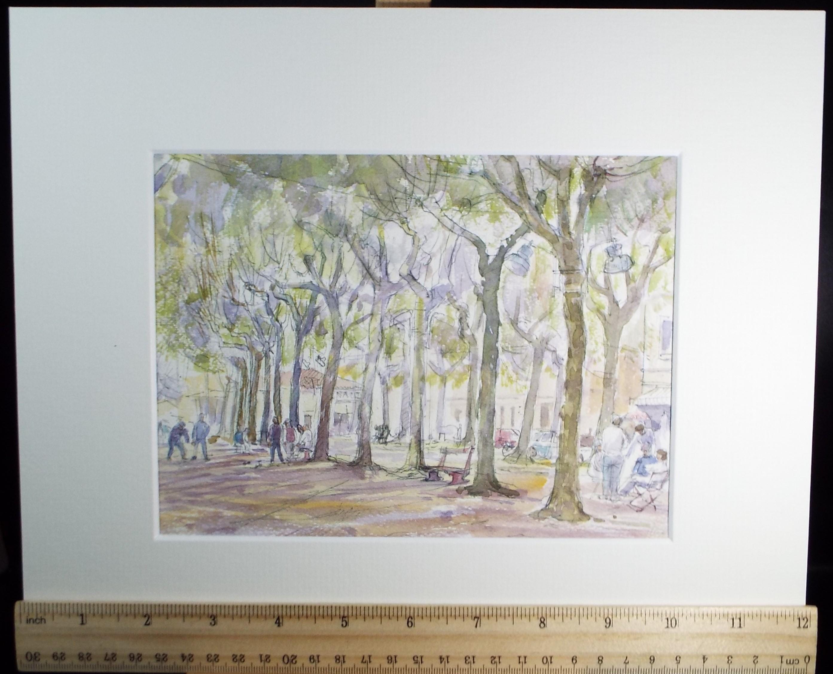 Original Ink & watercolour, 'Tree Lined Street', 1980's, Michael Stone b1922