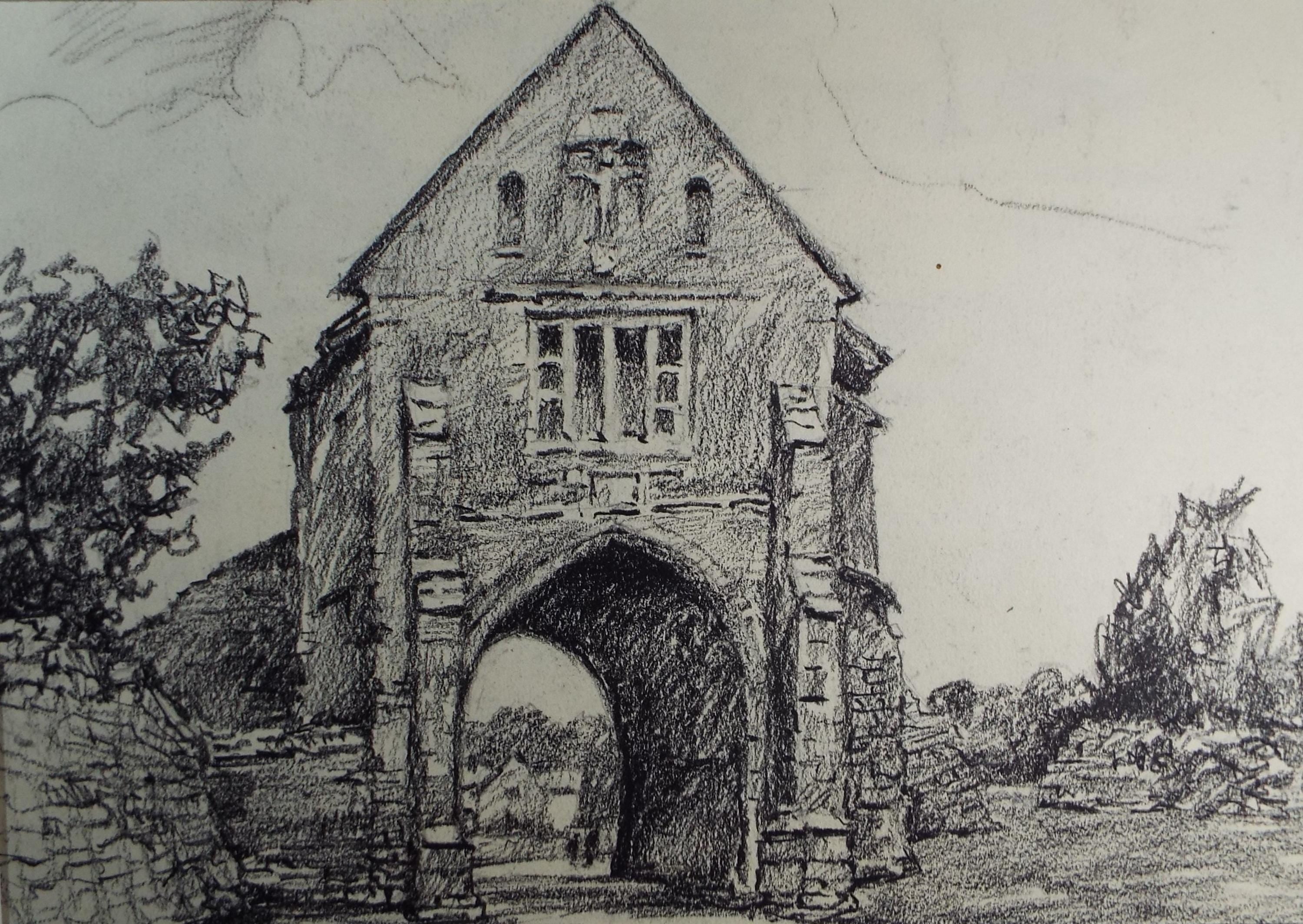 Original pastel drawing, 'Cleeve Abbey', dated 1971, R.A Andrew-Jones