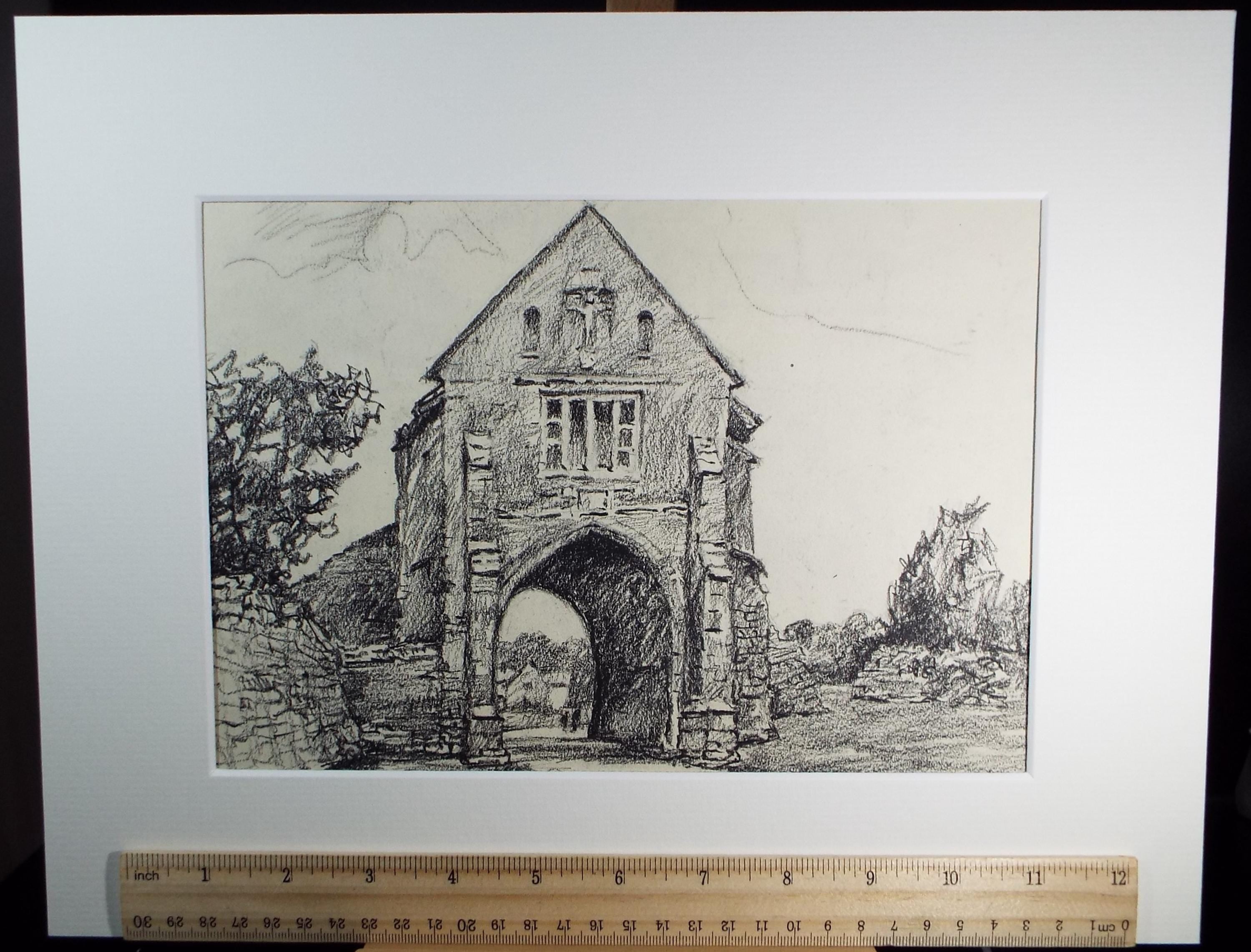 Original pastel drawing, 'Cleeve Abbey', dated 1971, R.A Andrew-Jones