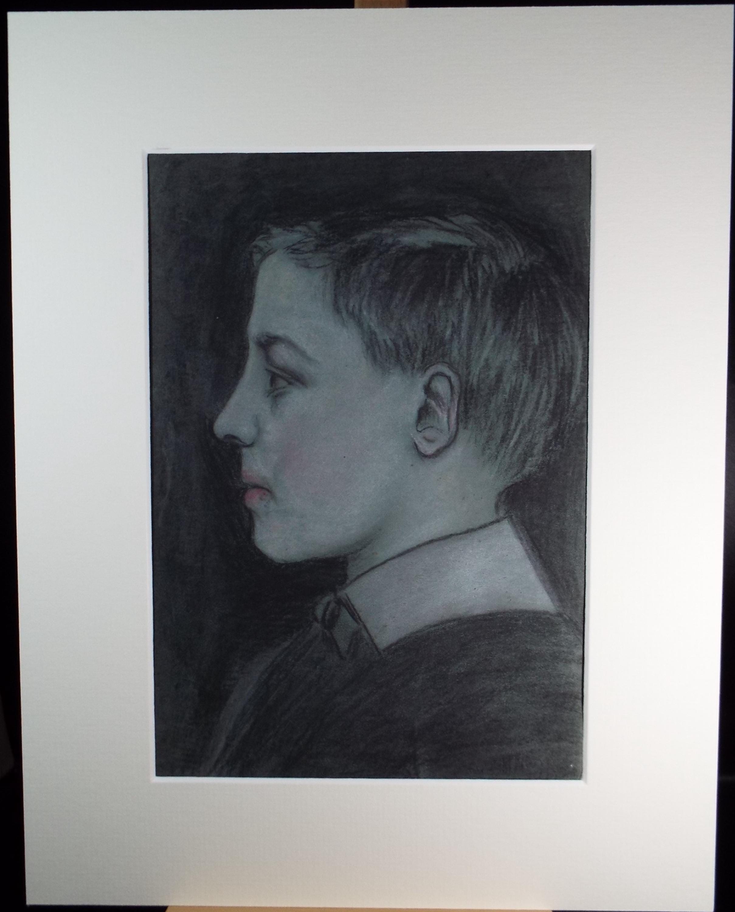 Original Pastel drawing, 'Portrait of A boy', Harry Thomas, Dated 1917