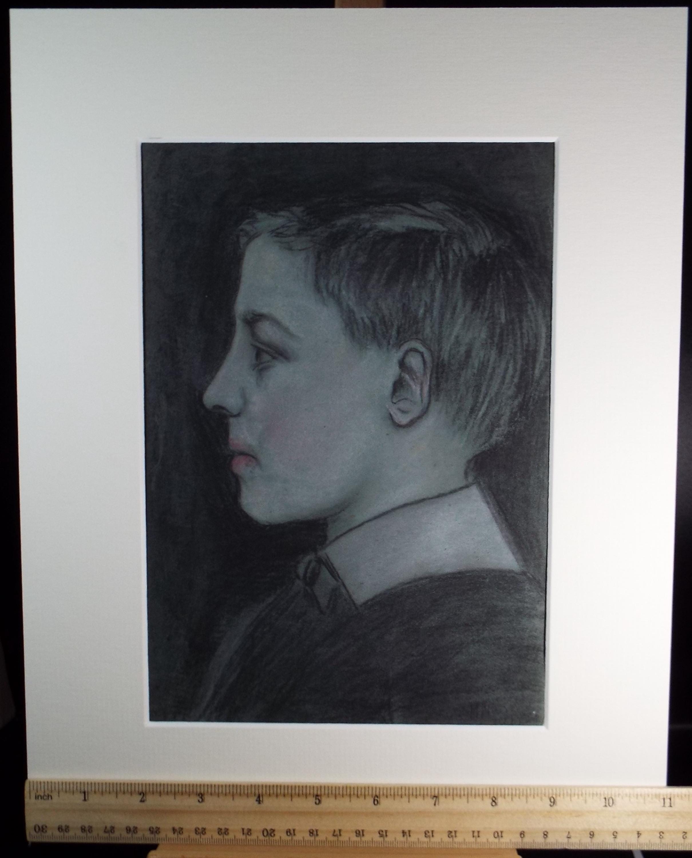 Original Pastel drawing, 'Portrait of A boy', Harry Thomas, Dated 1917