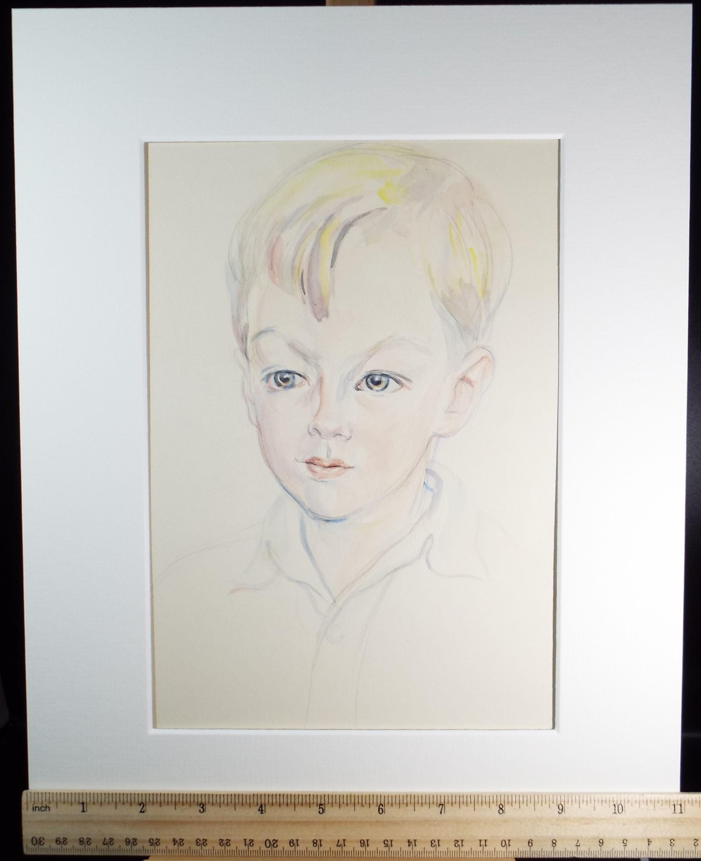 Original Watercolour , 'Portait of a Boy', c1950s, Athene Andrade (1908-1973)