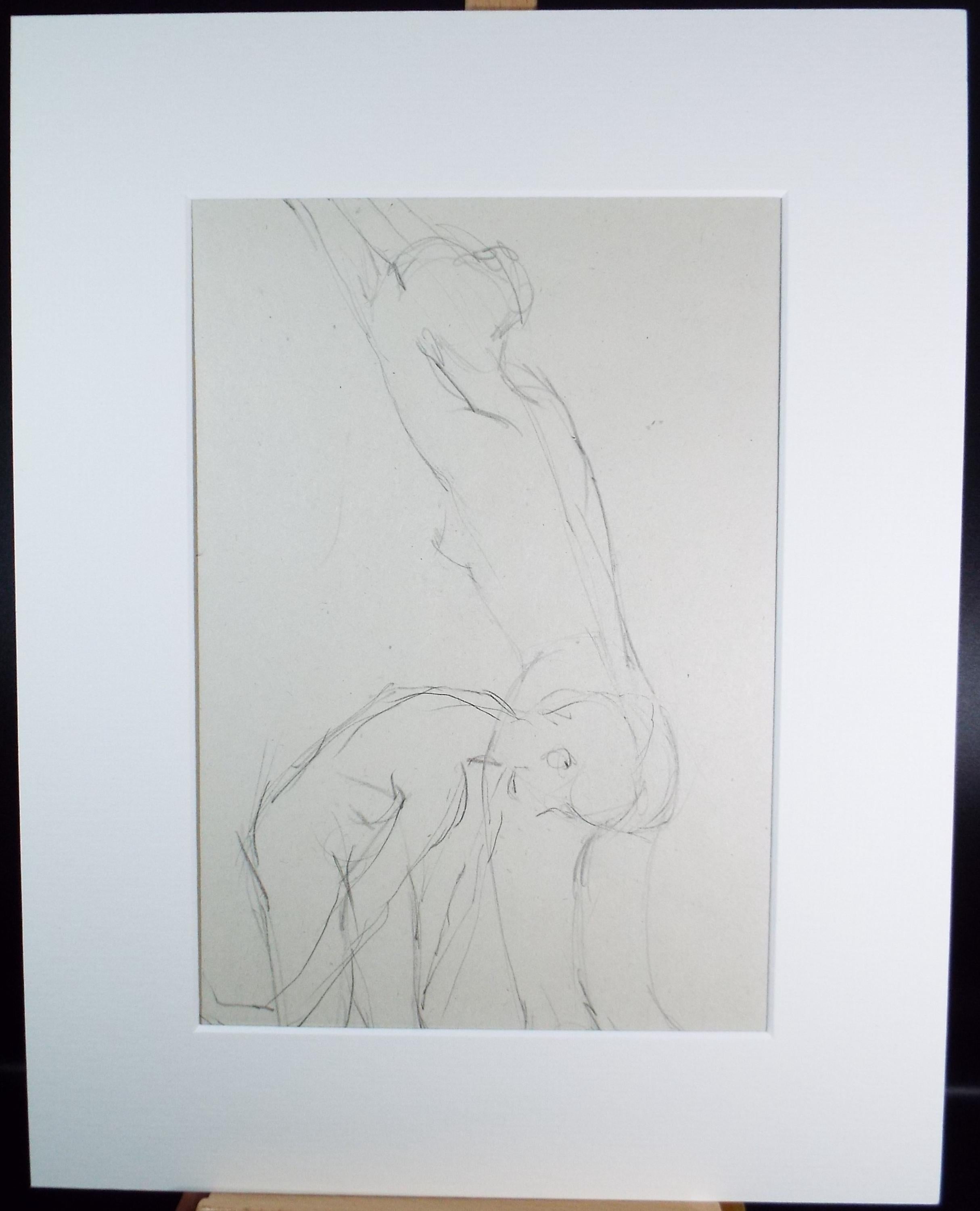Pencil drawing 'Two female figures', c1950s, C.D. Finley