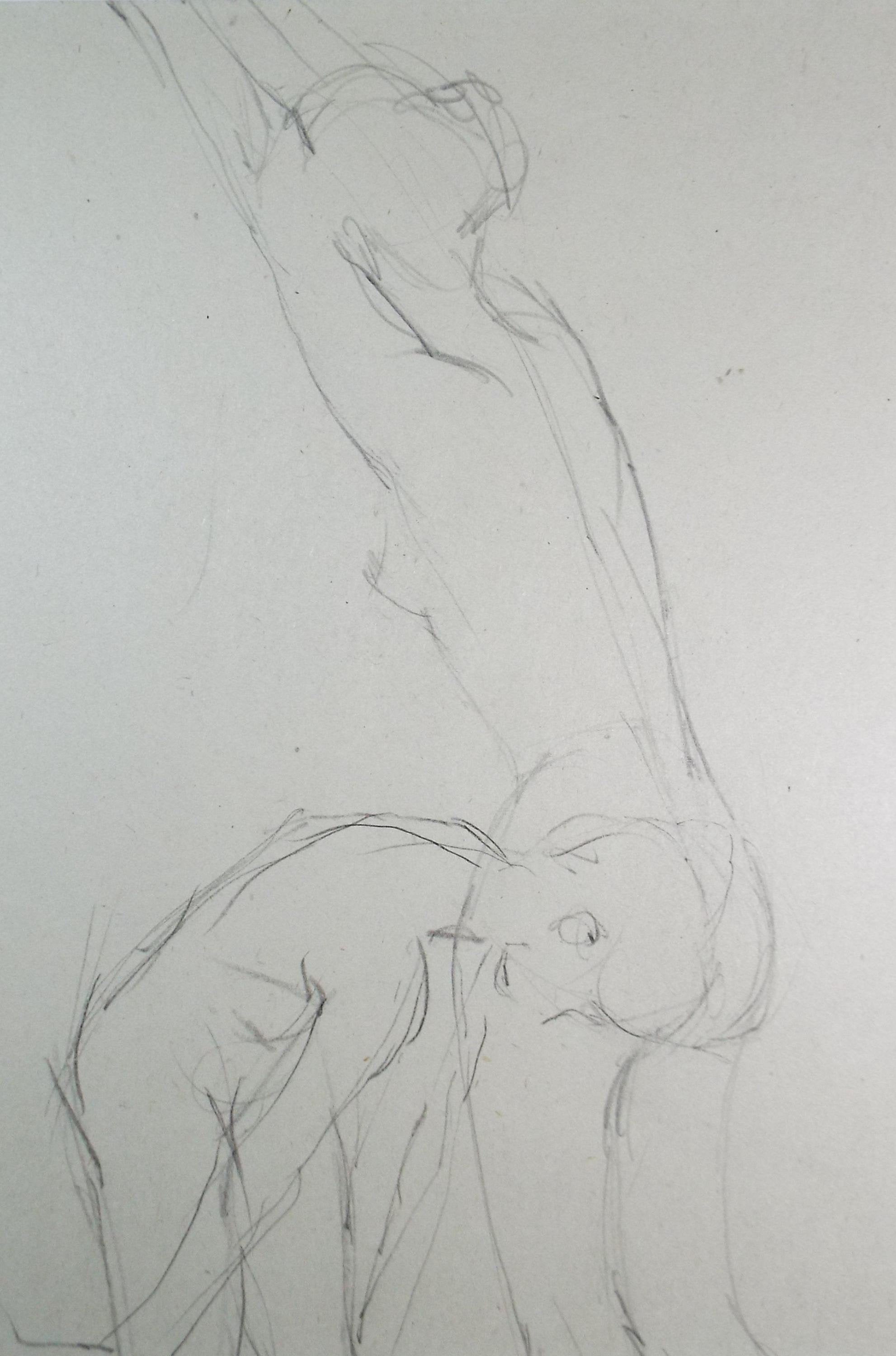 Pencil drawing 'Two female figures', c1950s, C.D. Finley