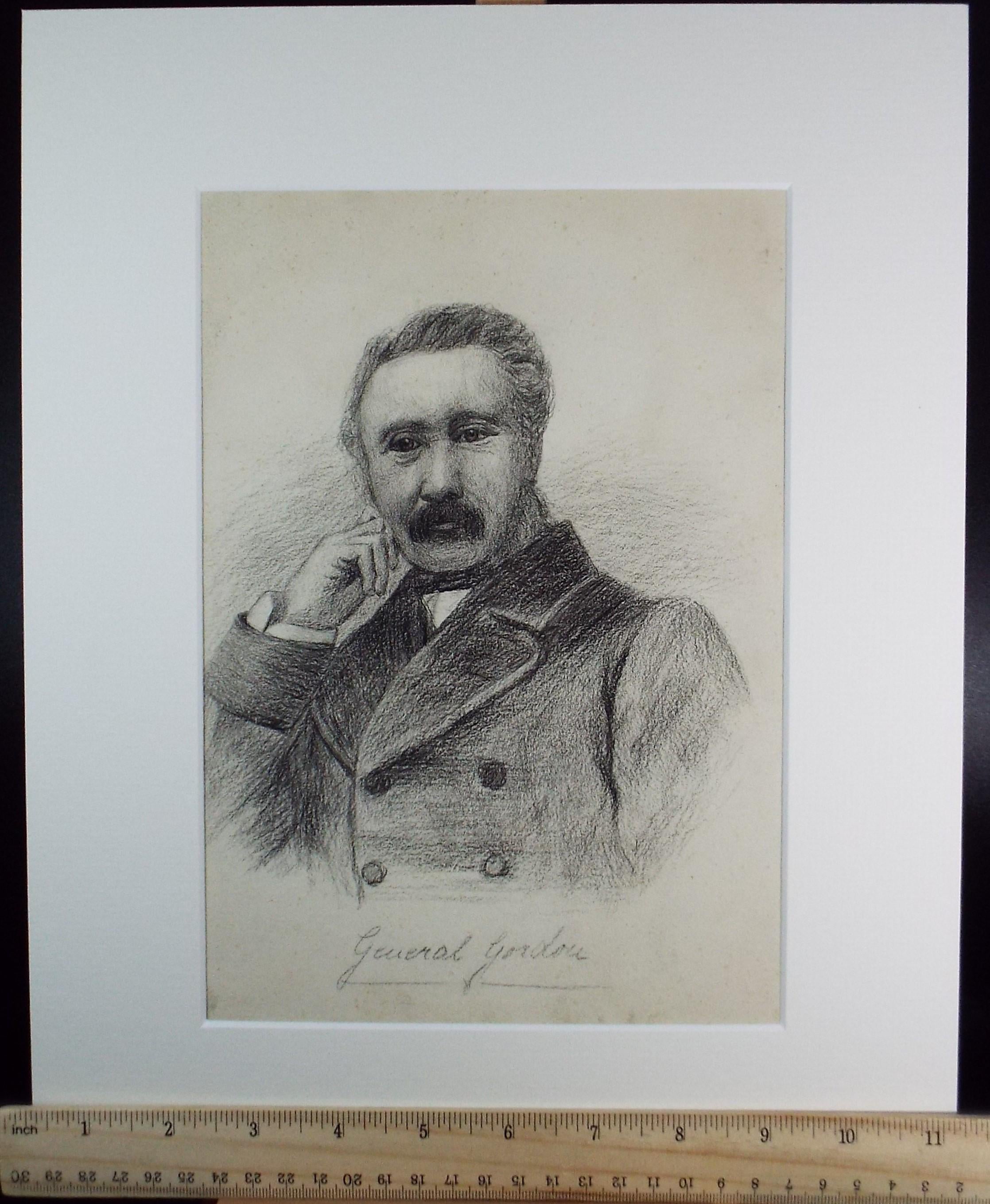 Original Pastel Sketch,'Portrait of General Gordon', Late 19th Century