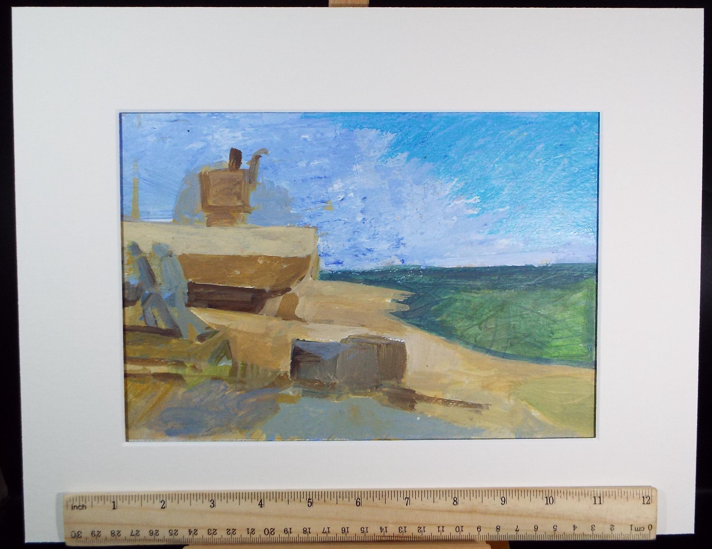 Original Watercolour & Gouache, 'Figures and Boats on the Shore', Colin Fifield (1940-2022), Circa 1980's