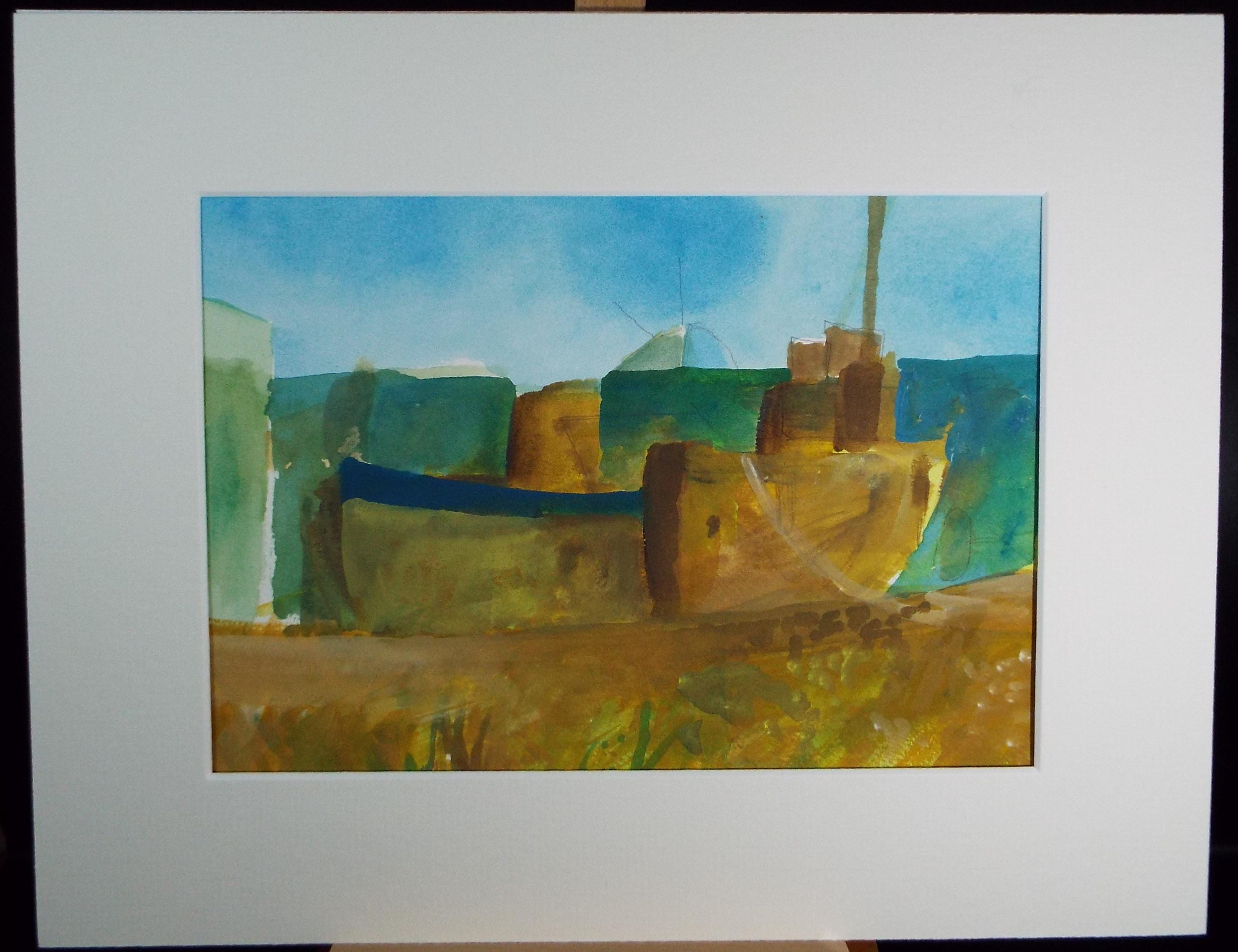 Original Watercolour & Gouache, 'Boats on the Shore', Colin Fifield (1940-2022), Circa 1980's