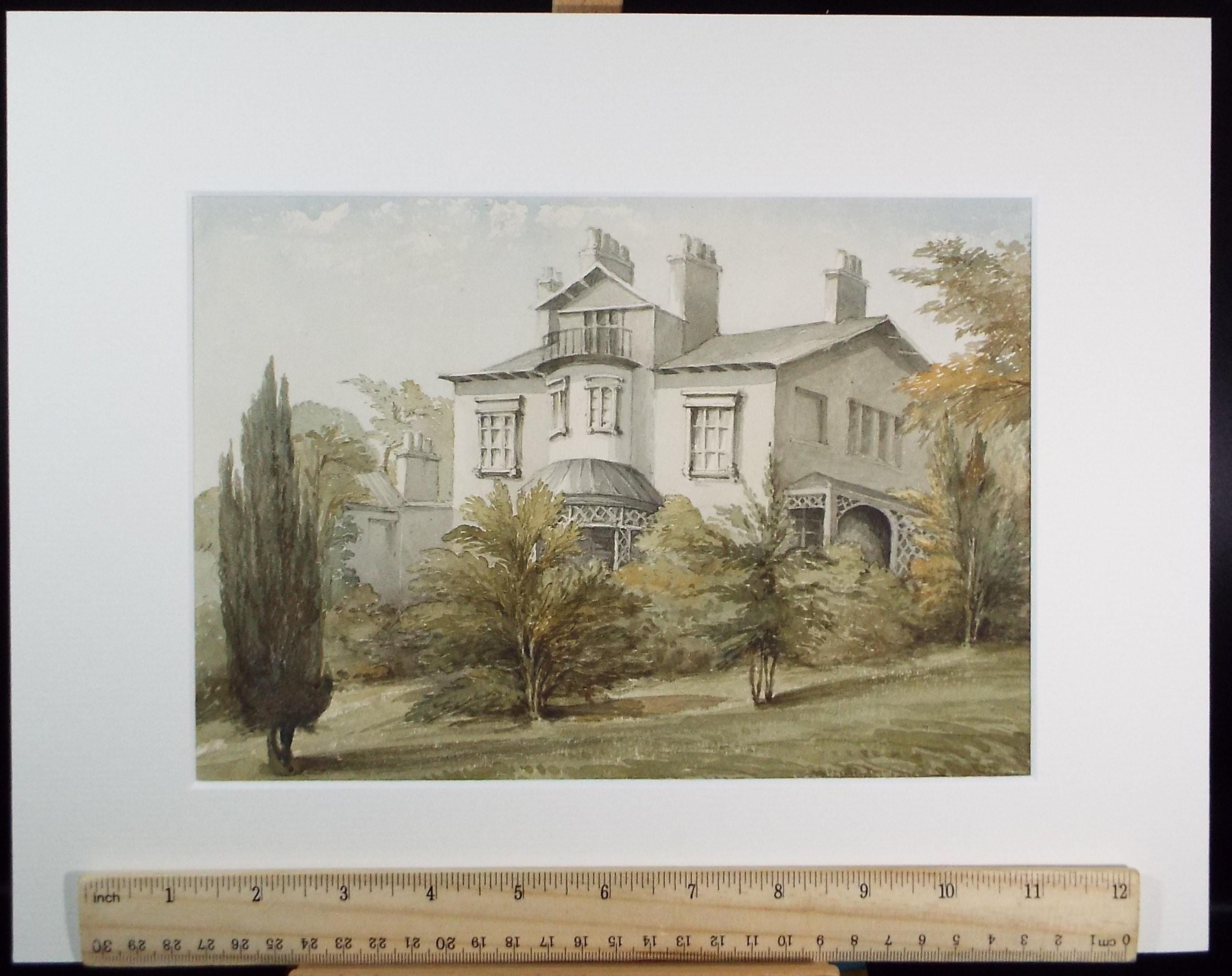 Original Watercolour,' The Lawns', Circa 1880, Artist Unknown