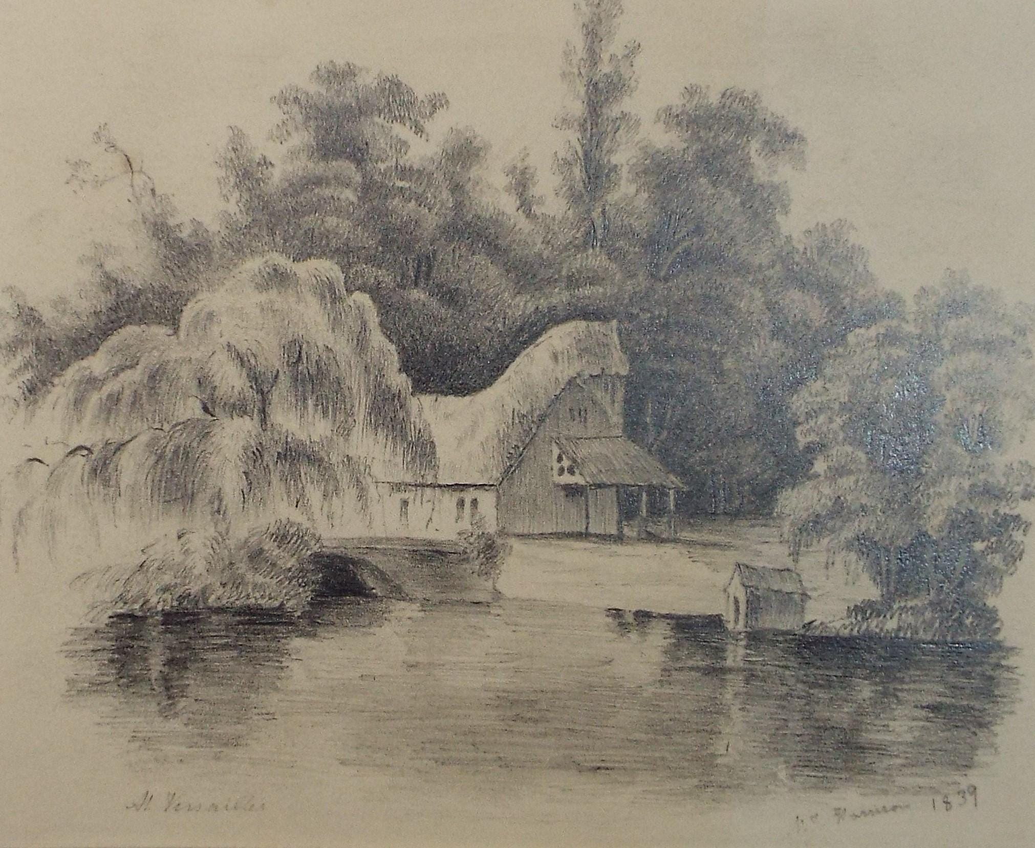 Original Pencil Drawing, 'South sea Cottage', unknown artist, circa 1830
