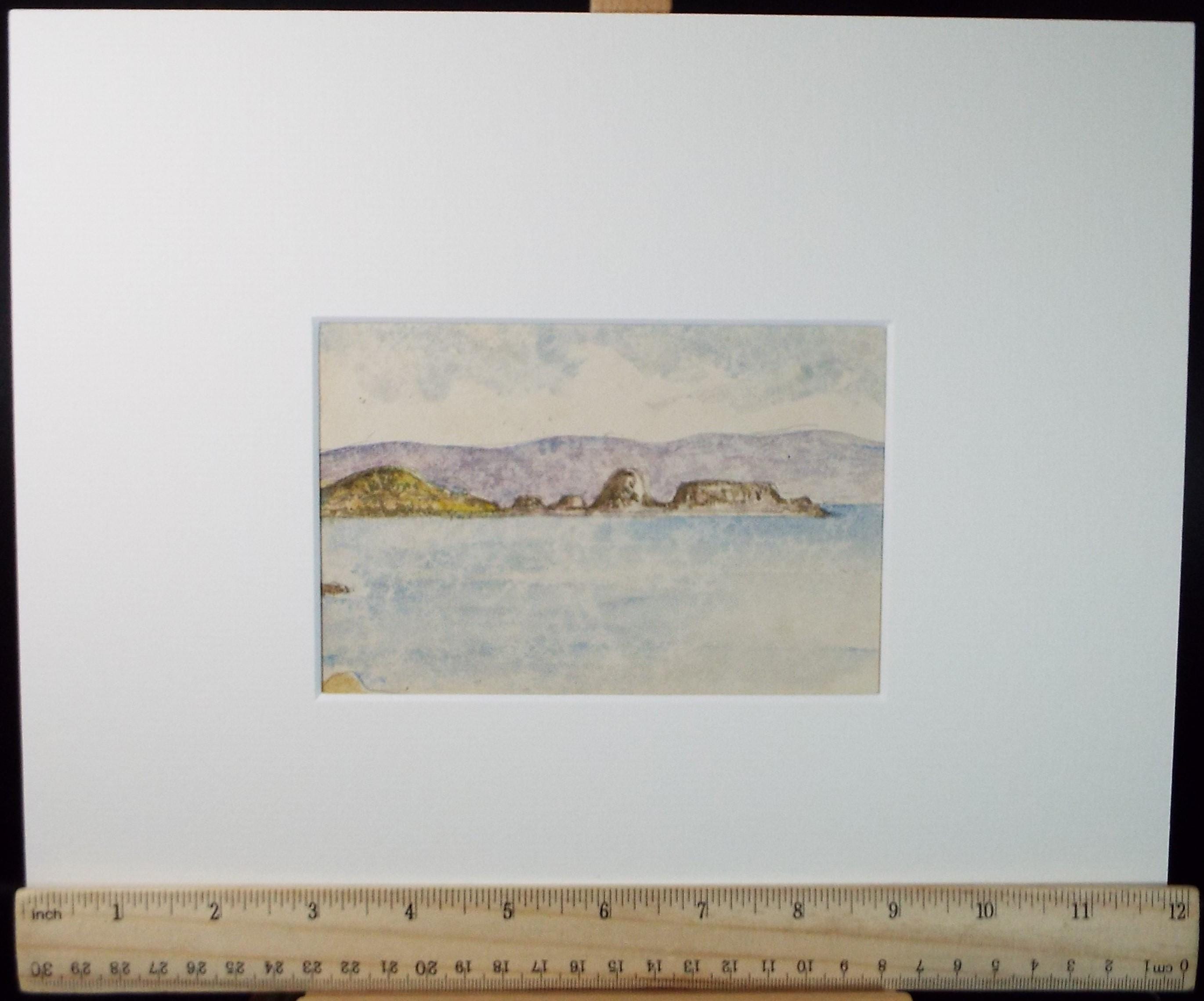 Original Watercolour, 'Coastal View', c1880, Unknown Artist