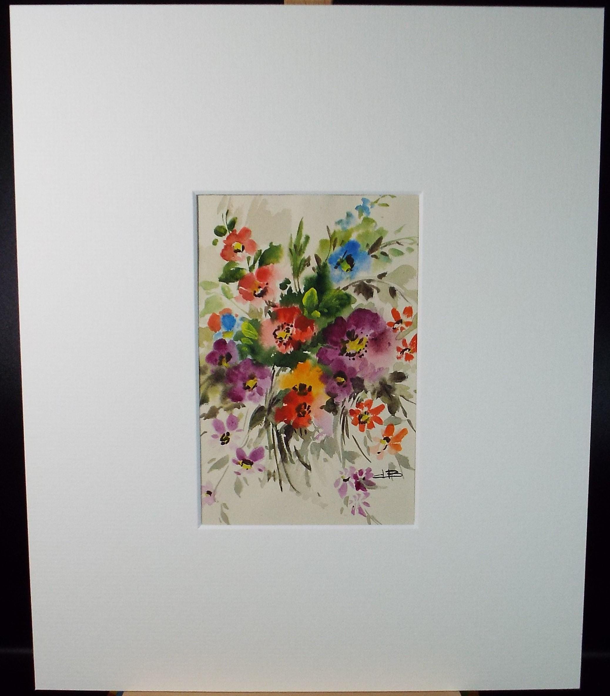 Original Watercolour, 'Summer flowers', circa 1960's, artist Unknown