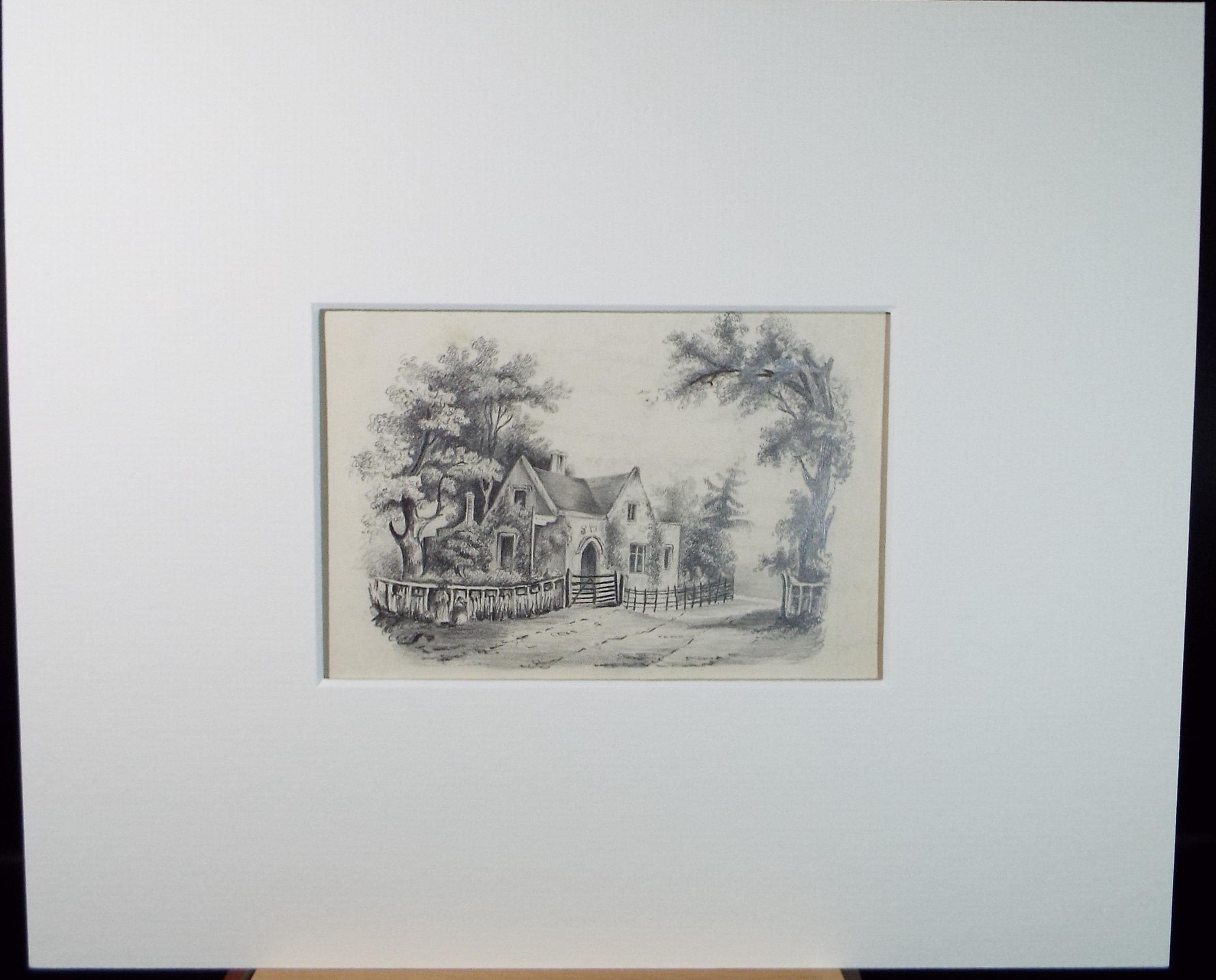 Original Pencil drawing Dated 1846, 'The Gatehouse' - Unknown Artist