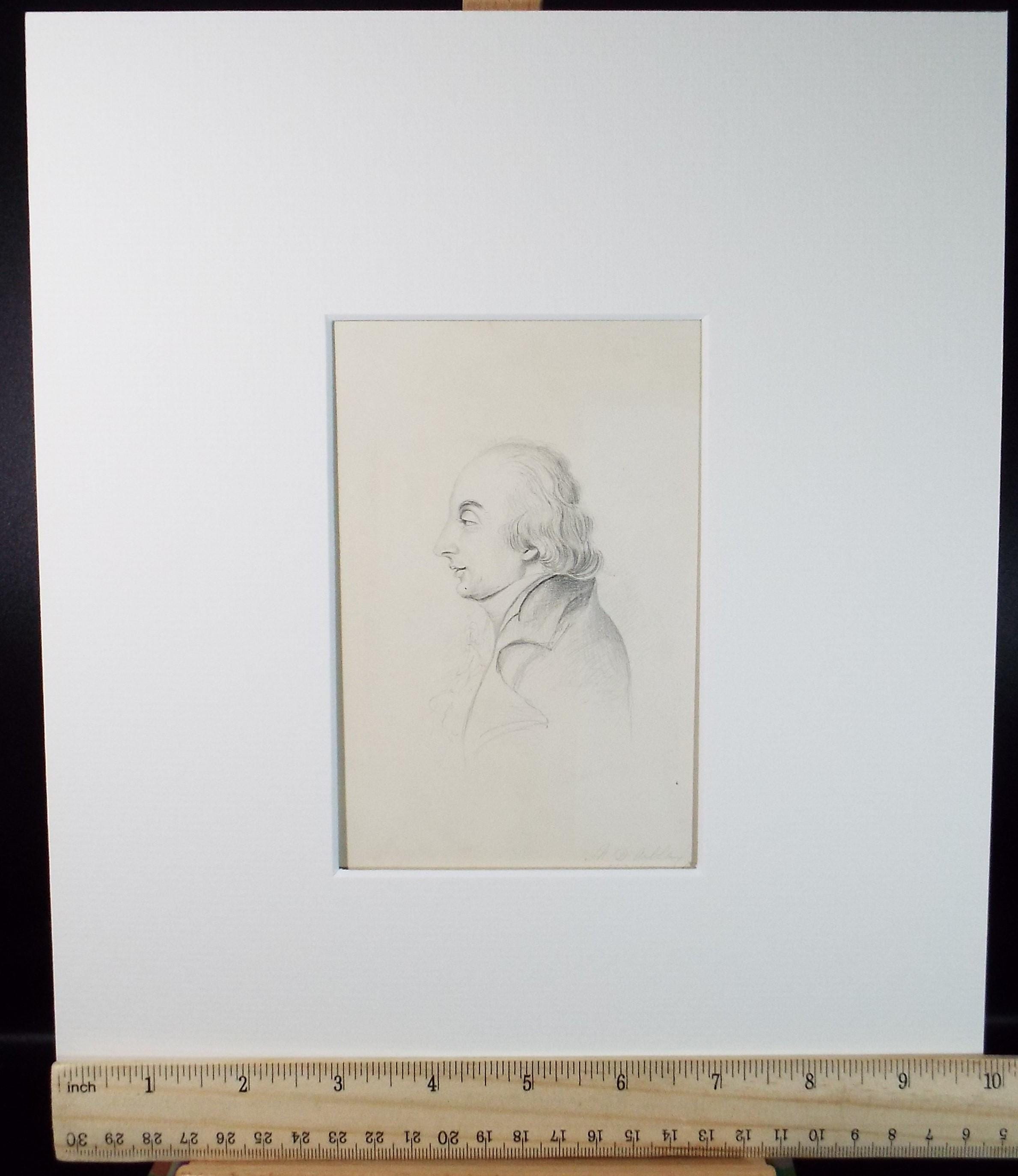 Original Pencil Sketch,'Portrait of a Gentleman', Artist unknown, dated 1855