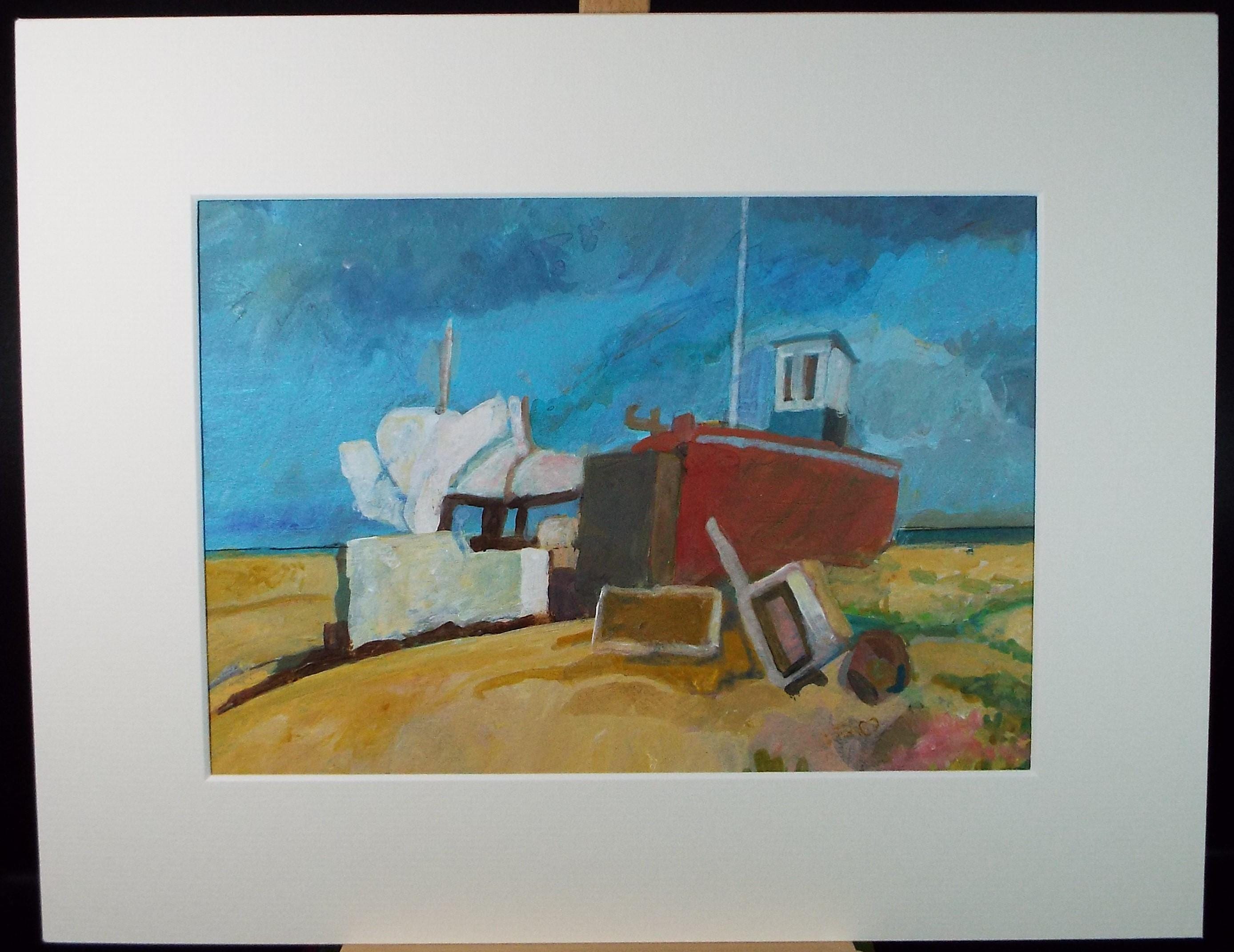 Original Watercolour & Gouache, 'Boat on the Shore', Colin Fifield (1940-2022), Circa 1980's