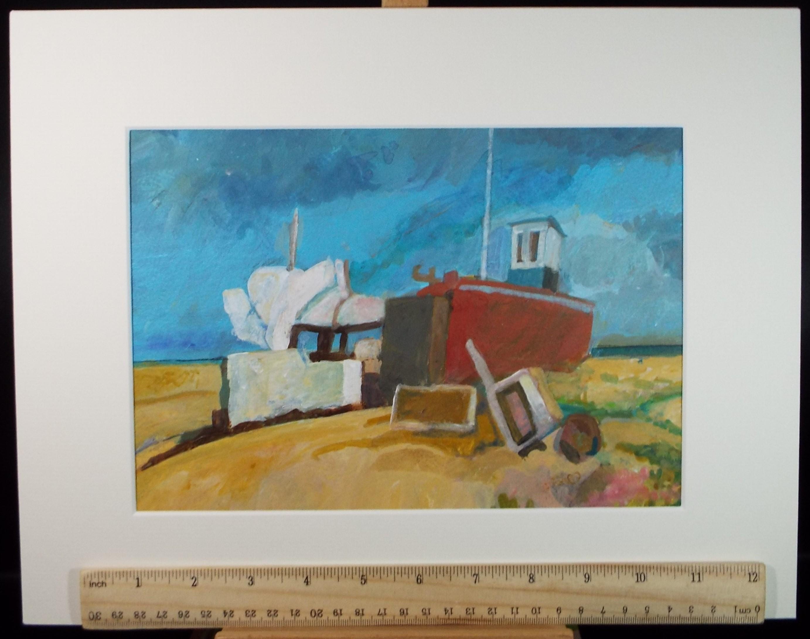 Original Watercolour & Gouache, 'Boat on the Shore', Colin Fifield (1940-2022), Circa 1980's