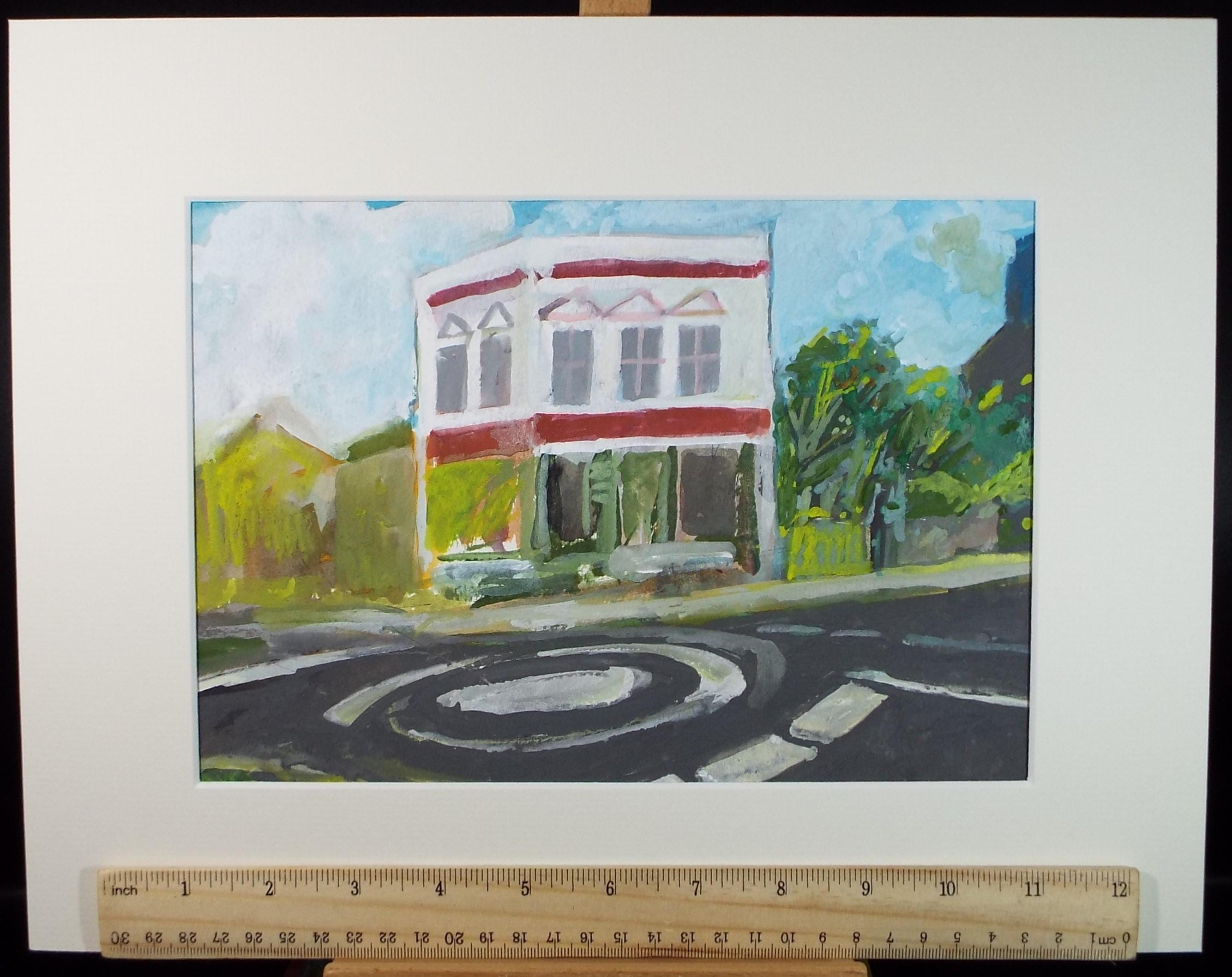 Original Watercolour & Gouache, 'Building on the Roundabout', Colin Fifield (1940-2022), Circa 1980's