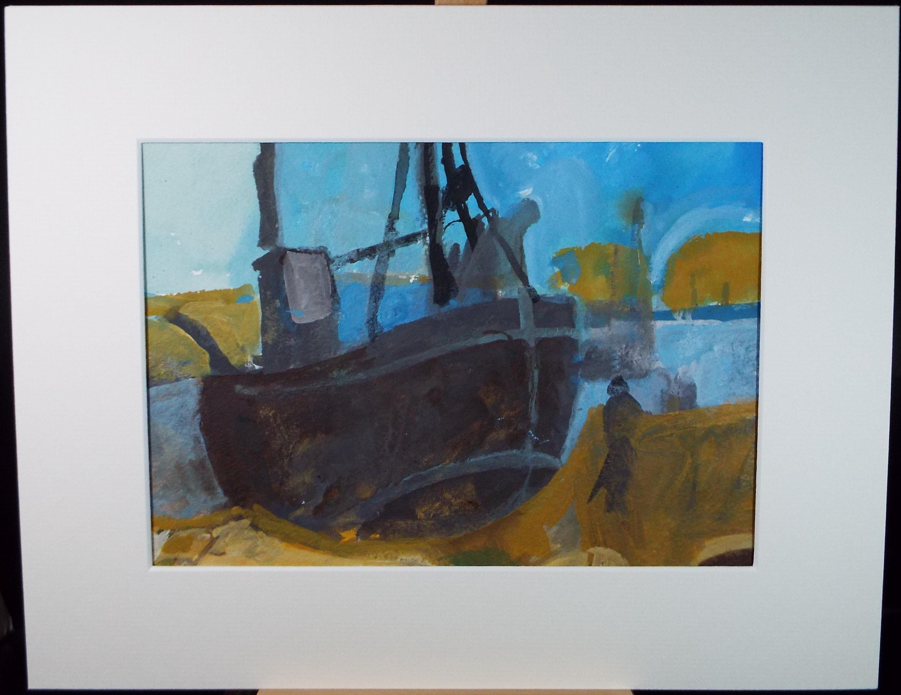 Original Watercolour & Gouache, 'Boat on the Shore', Colin Fifield (1940-2022), Circa 1980's