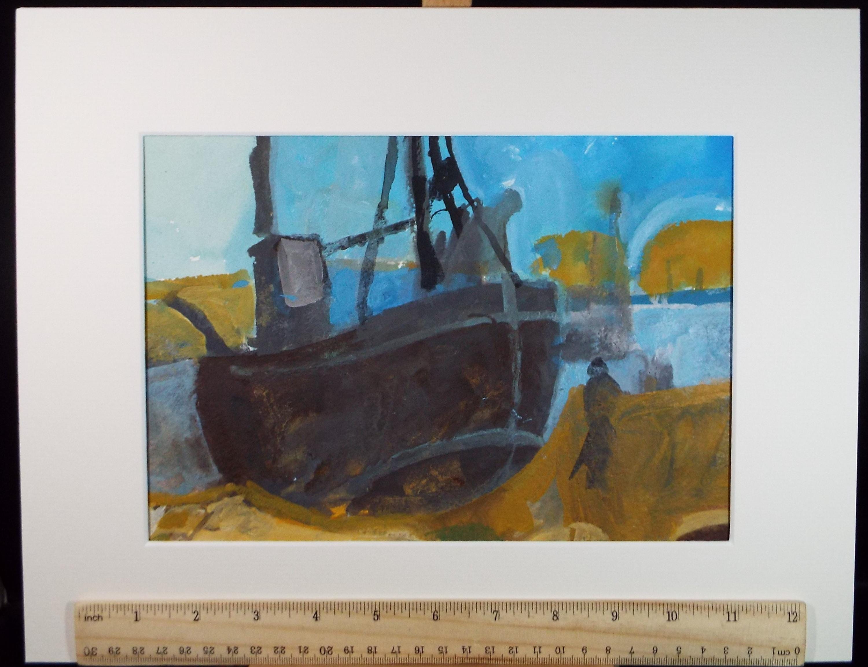 Original Watercolour & Gouache, 'Boat on the Shore', Colin Fifield (1940-2022), Circa 1980's
