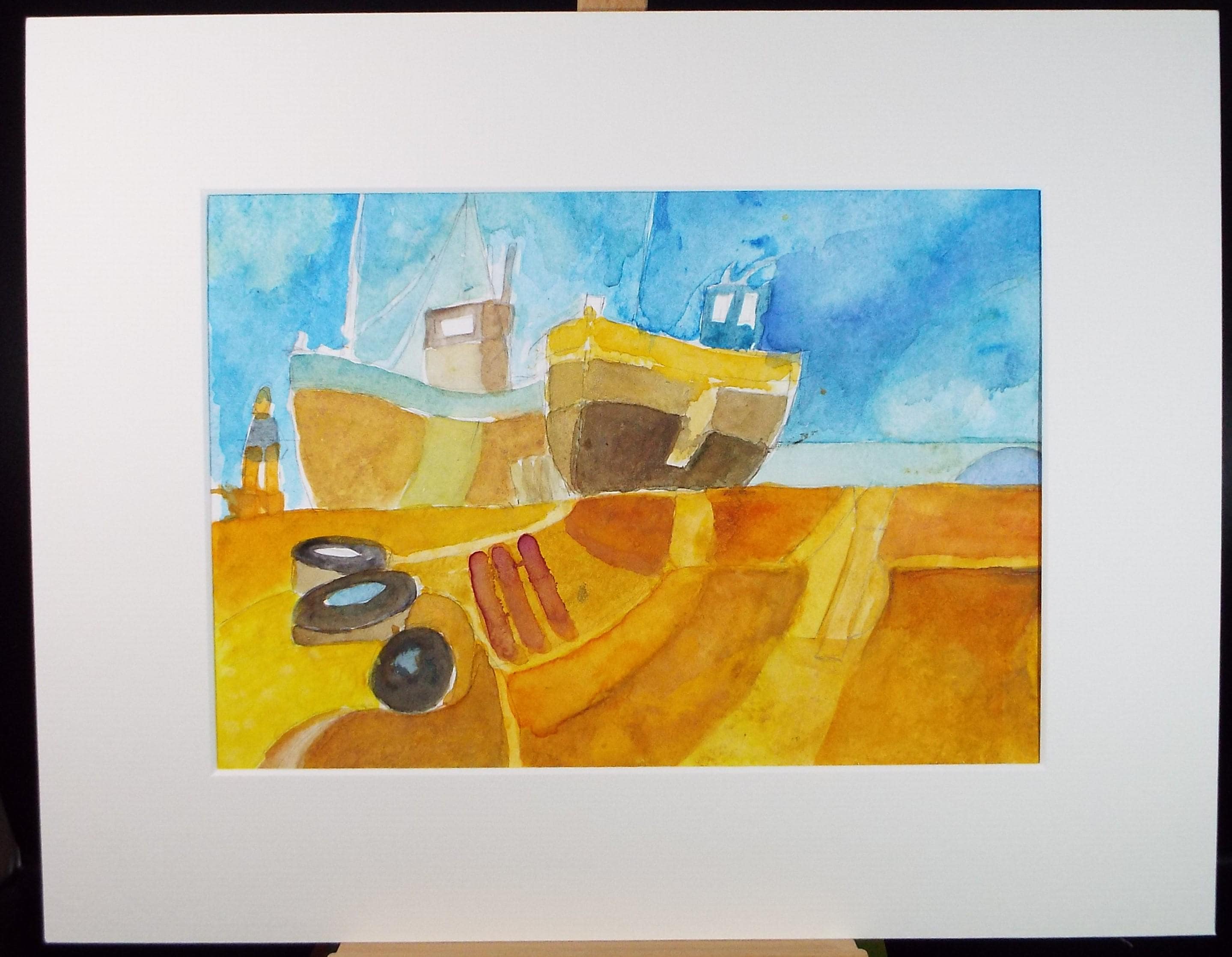 Original Watercolour, 'Boats on the Shore', Colin Fifield (1940-2022), Circa 1980's
