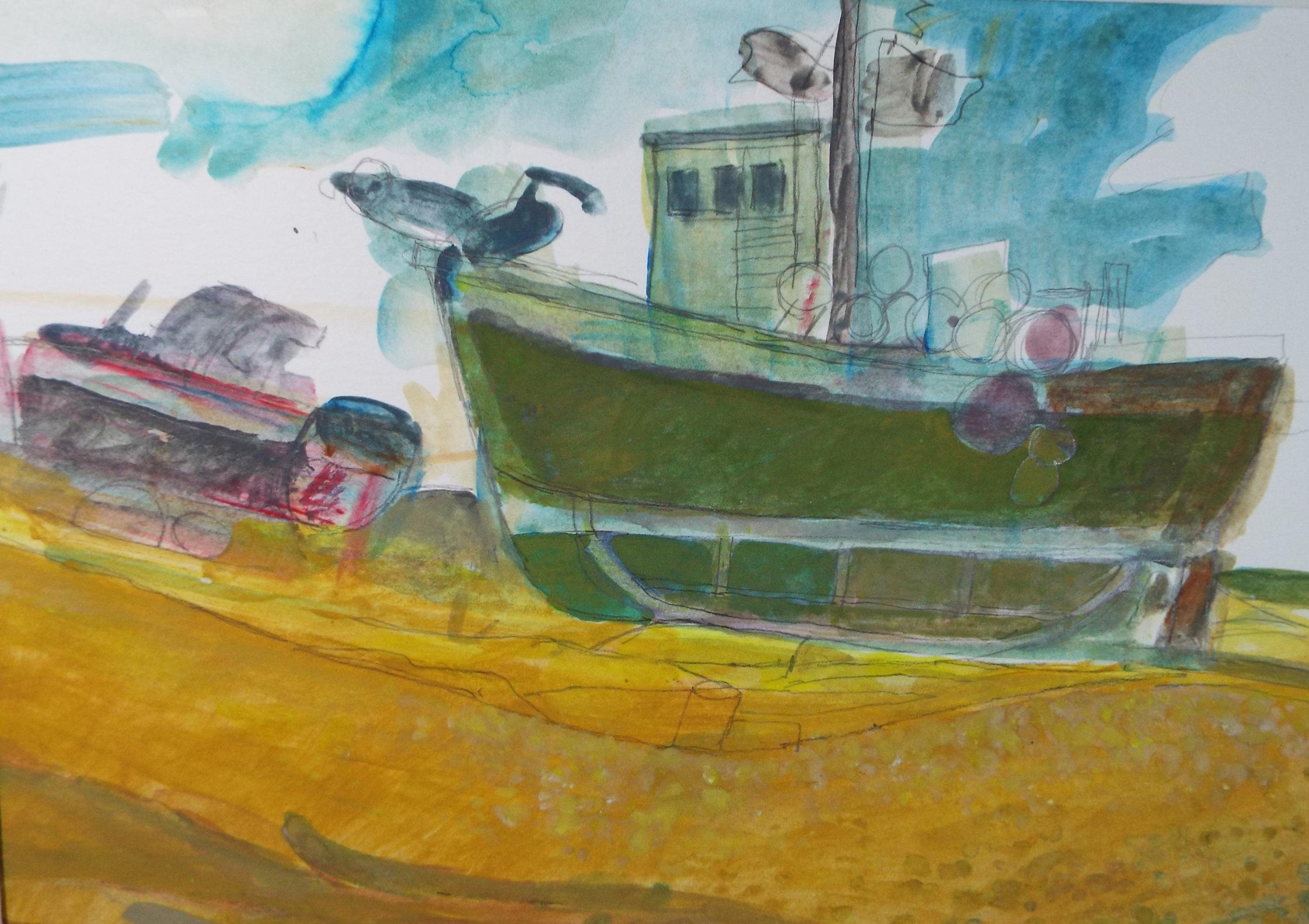 Original Watercolour, 'The Boat Launch', Colin Fifield (1940-2022), Circa 1980's