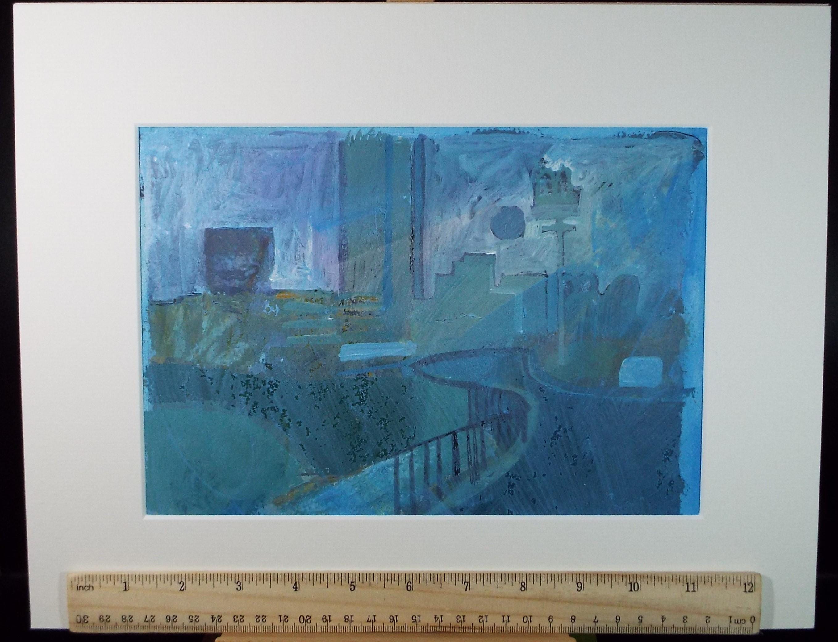 Original Watercolour & Gouache, 'Street Scene in blue', Colin Fifield (1940-2022), Circa 1980's
