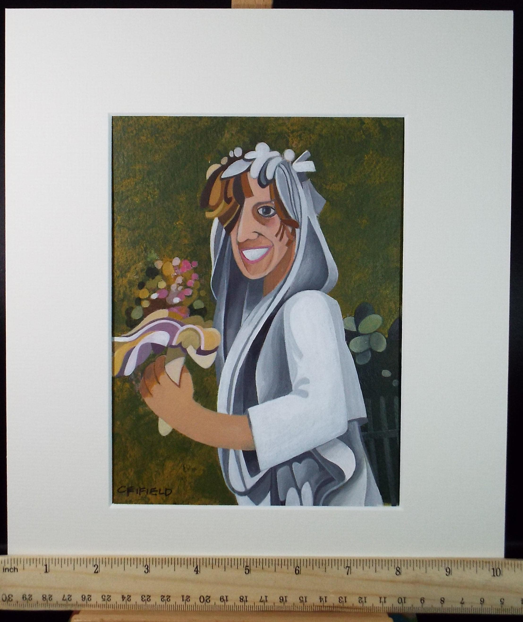 Original Watercolour Gouache , 'Liz Getting Married', Colin Fifield (1940-2022), circa 1990's