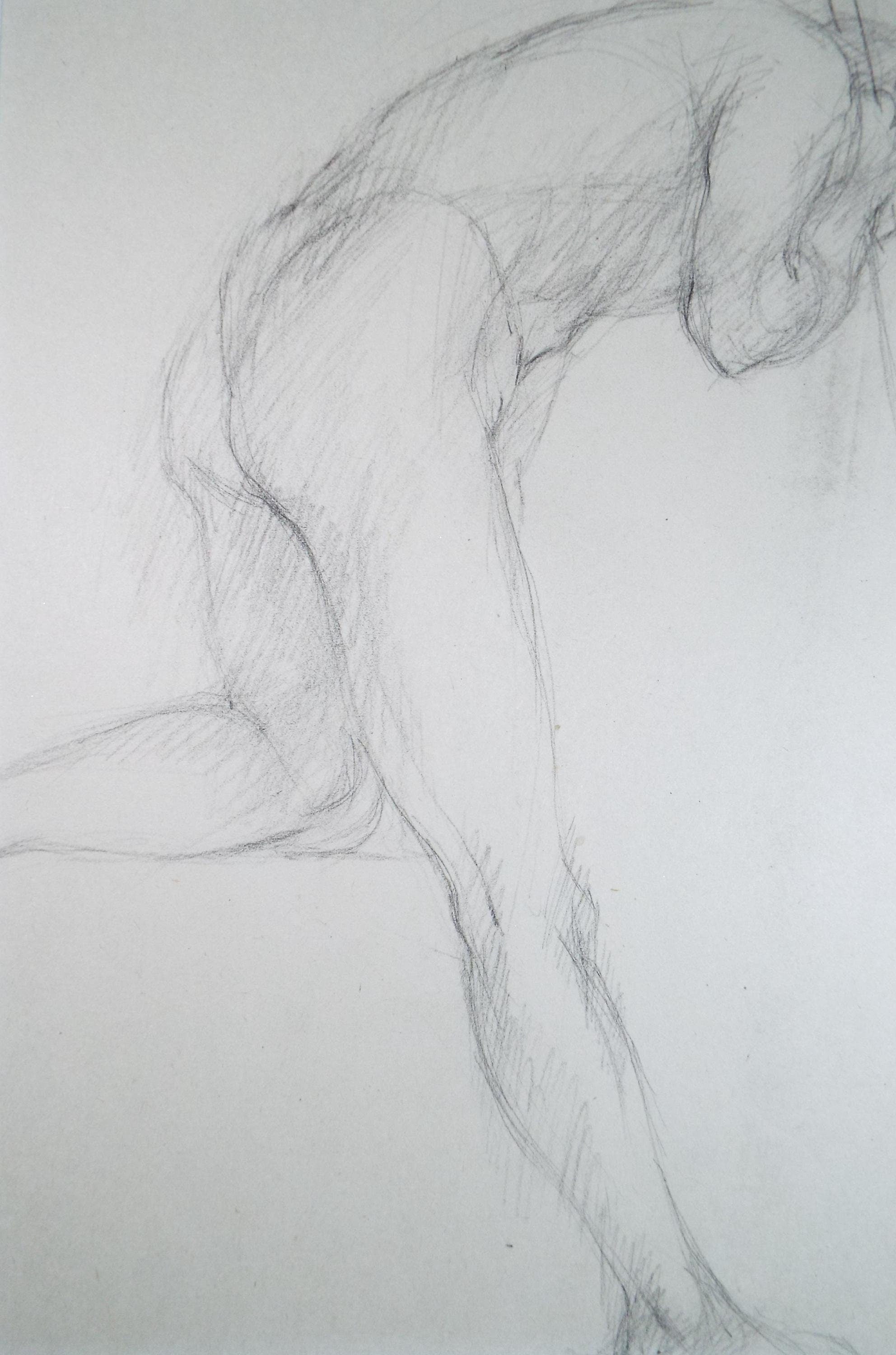 Pencil drawing 'Balancing Male figure', c1950s, C.D. Finley