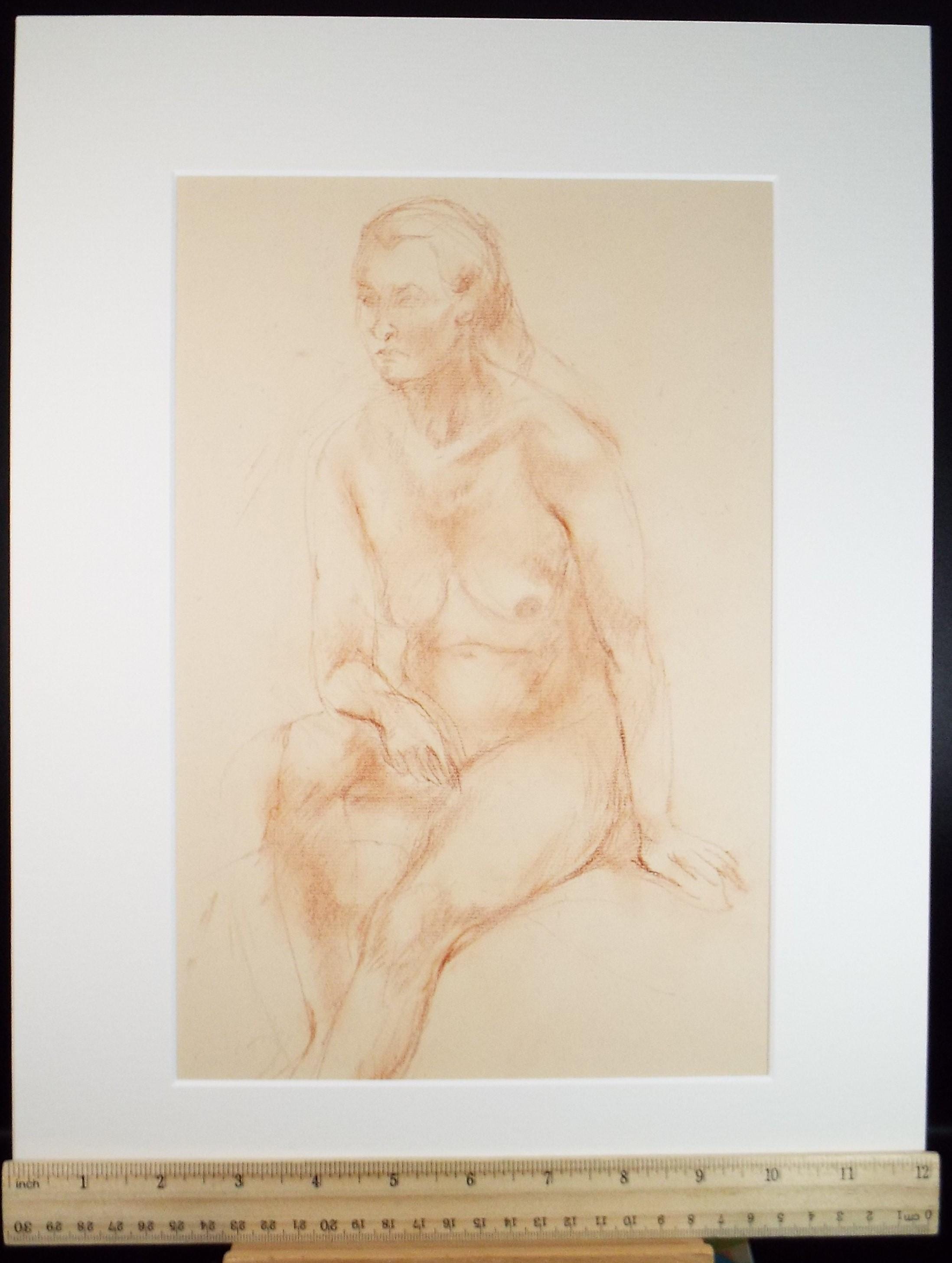 Red Chalk drawing 'Seated woman', c1950s, C.D. Finley