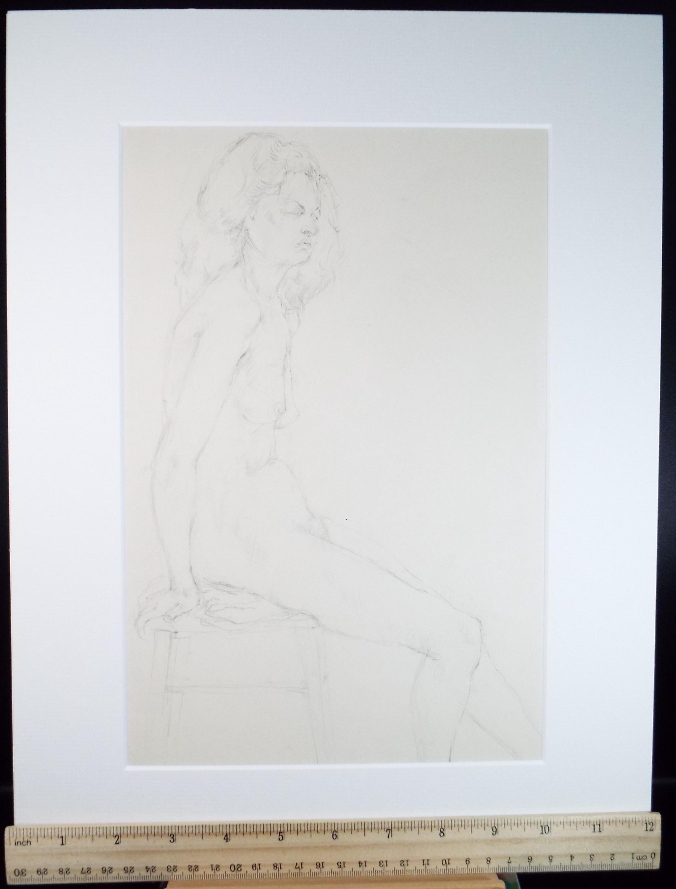 Pencil drawing 'Seated Woman', c1950s, C.D. Finley
