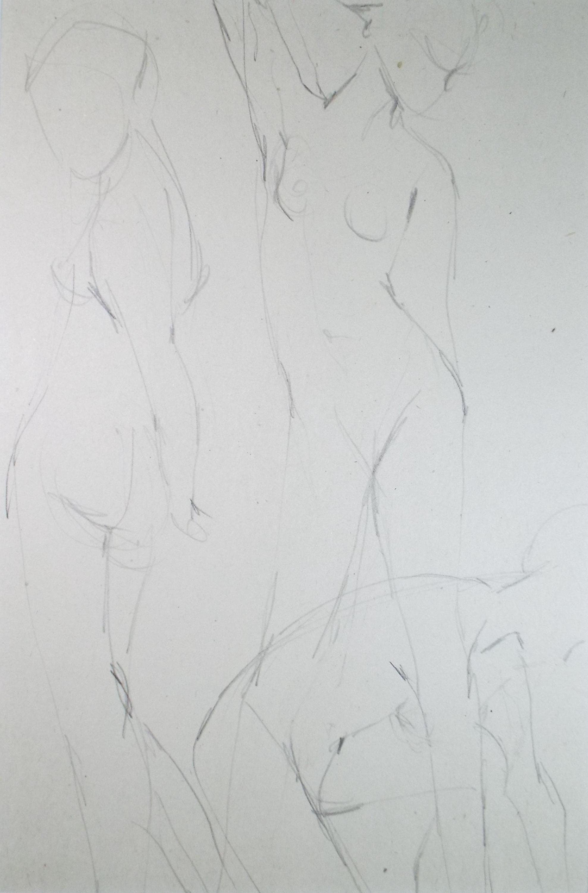 Pencil drawing 'Female Nudes', c1950s, C.D. Finley