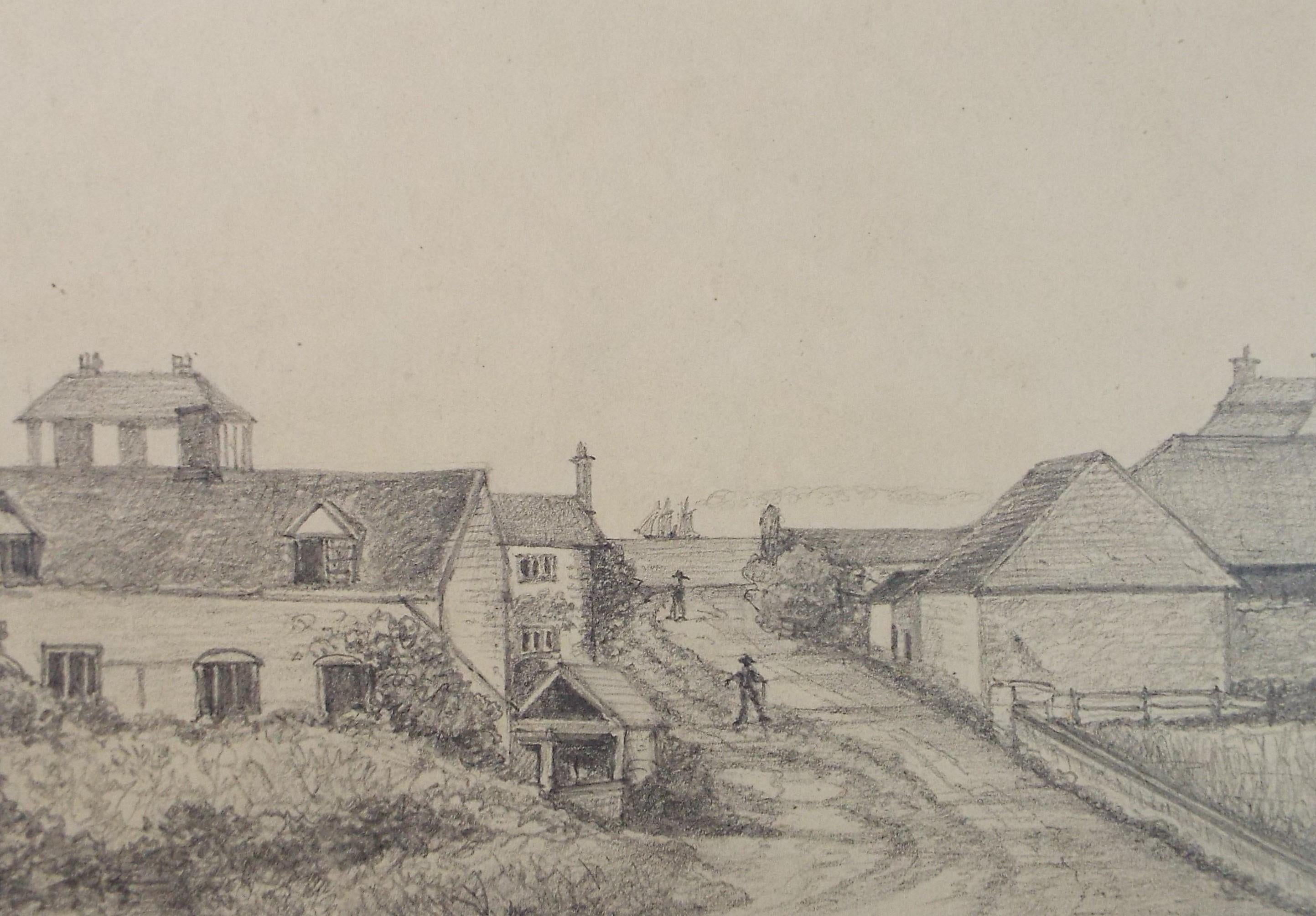 Original Pencil drawing, 'Bacton', Dated 1878, artist unknown