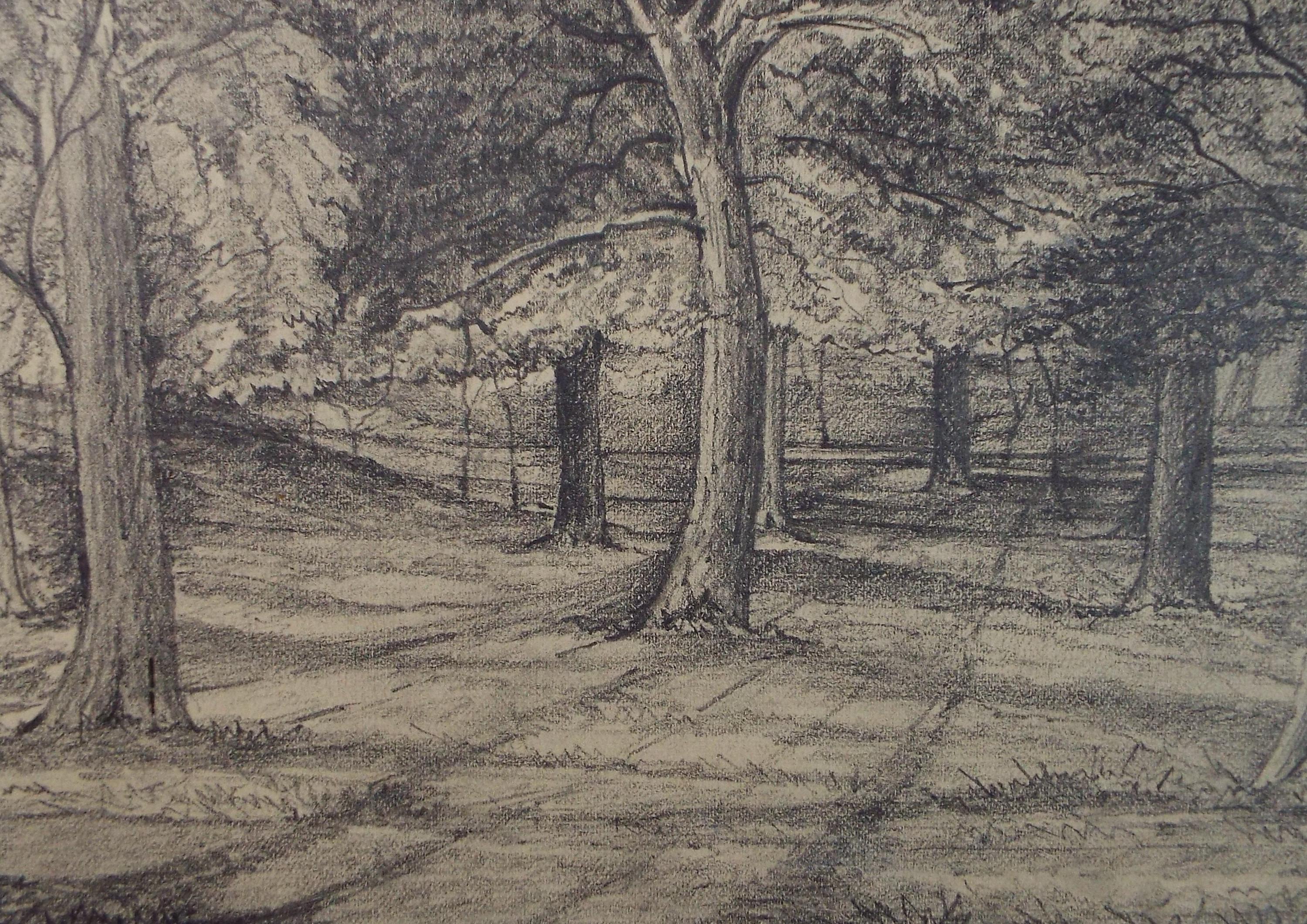 Original Pencil drawing, 'Beeston park', Dated 1876, artist unknown