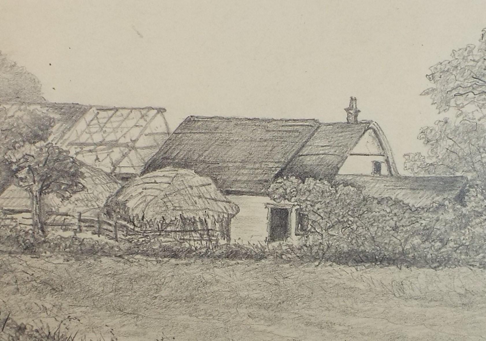 Original Pencil drawing, 'Stradbroke', dated 1877, artist unknown