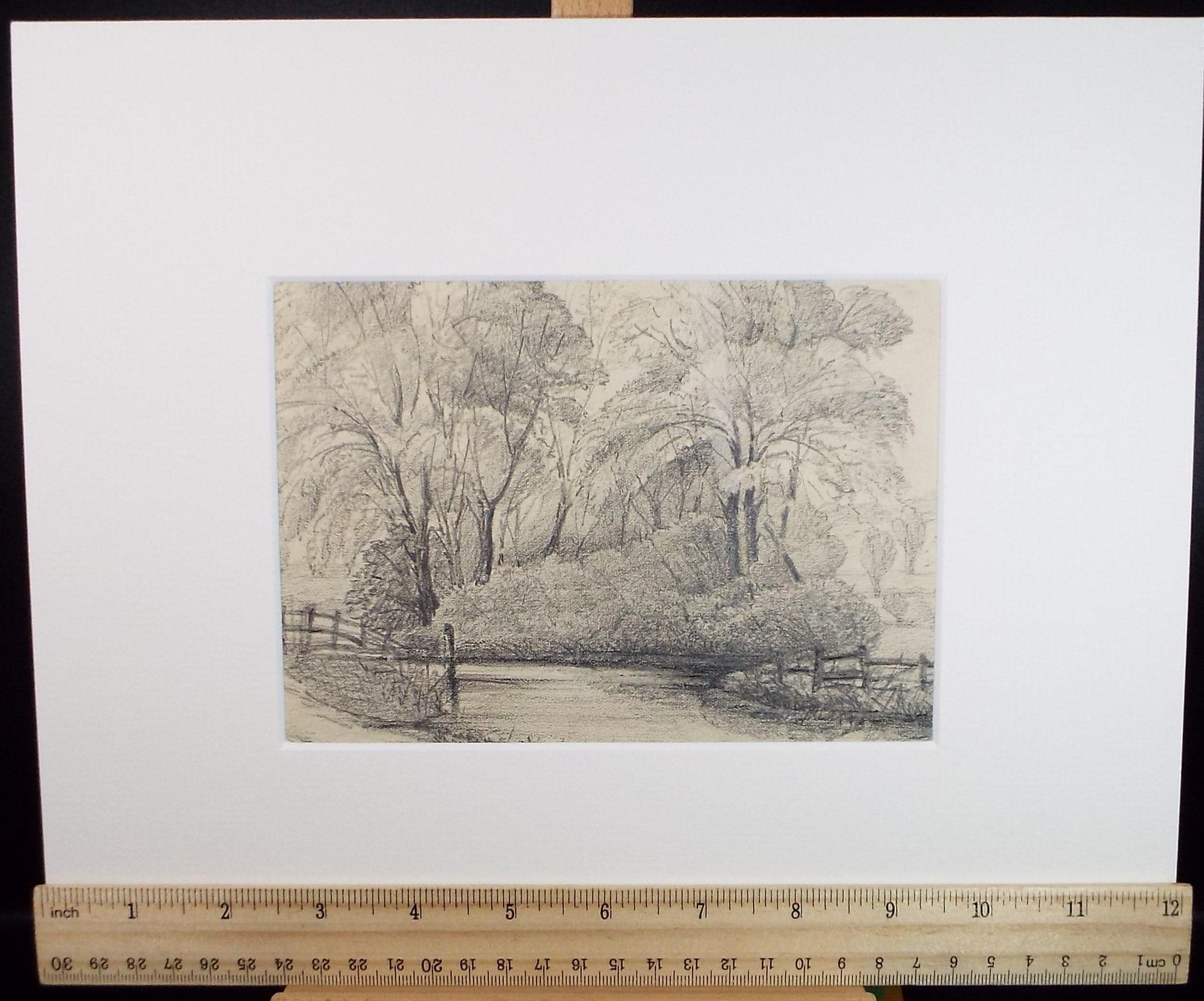 Original Pencil drawing, 'River Eaton, Nr. Norwich', circa 1870's, artist unknown