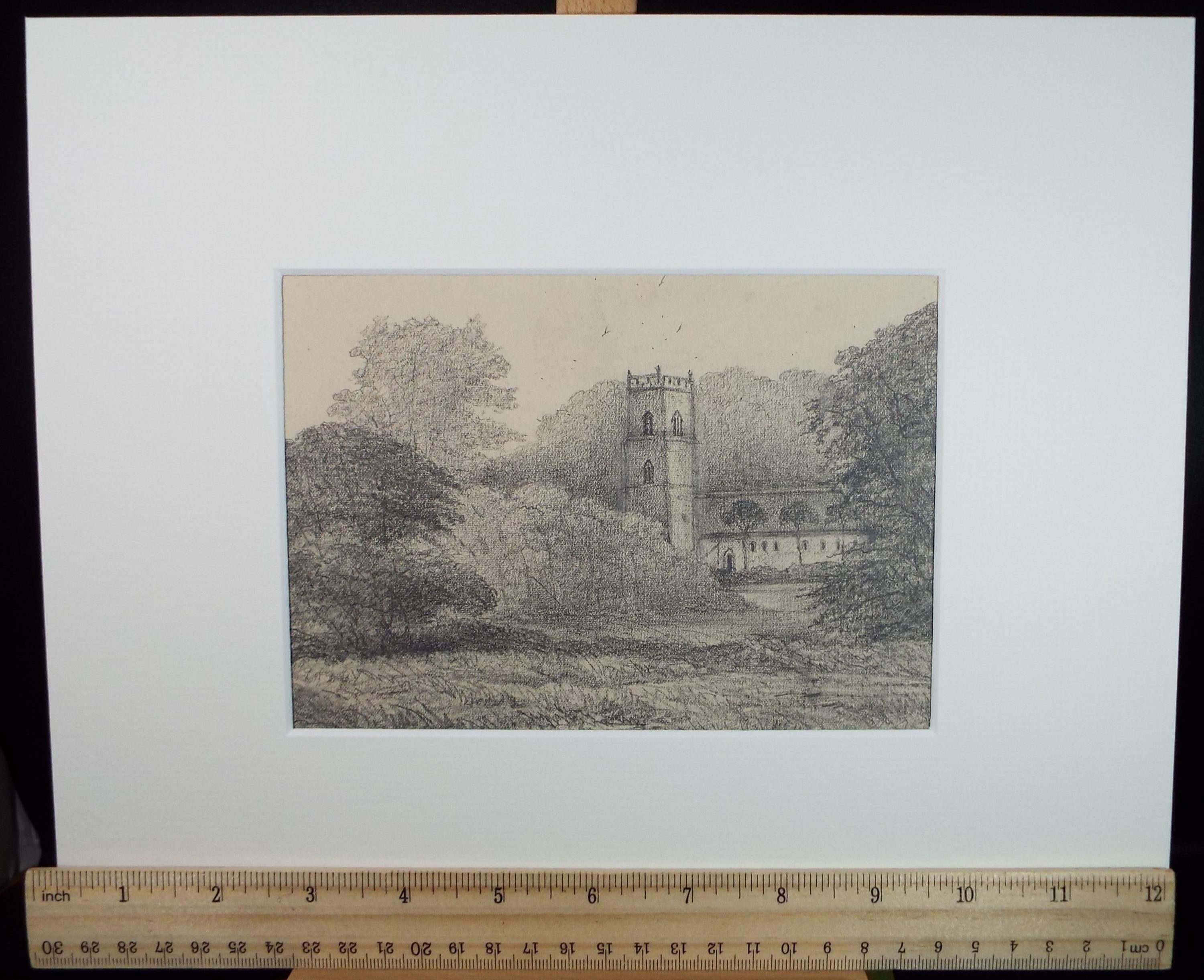 Original Pencil drawing, 'Eaton Church', Dated 1880', artist unknown