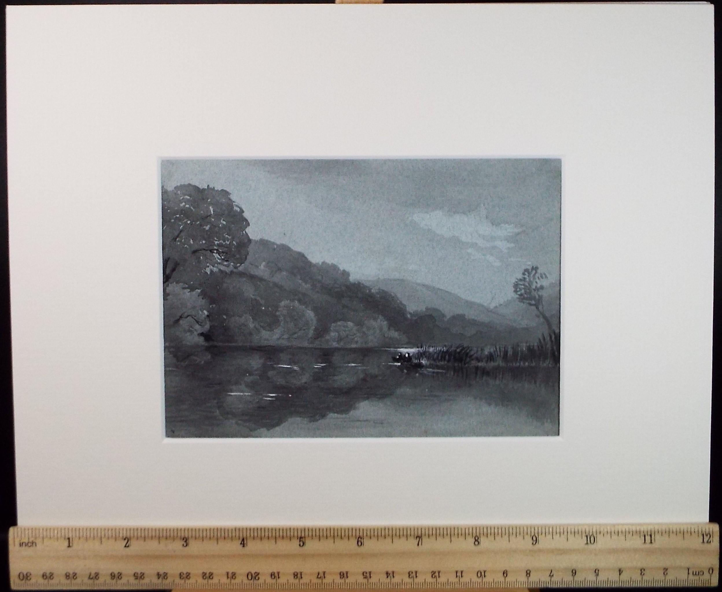 Original Watercolour, 'Fishing on the River', Artist Unknown, Circa 1880's